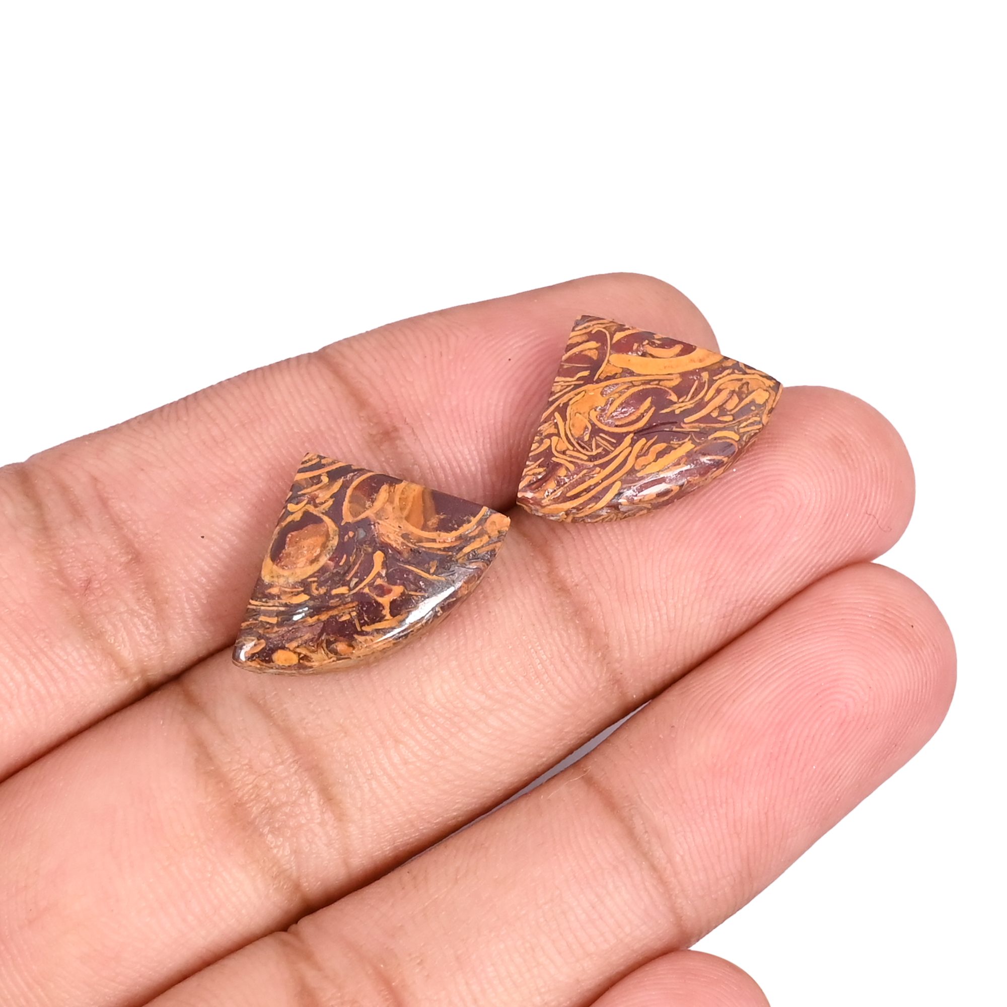 Natural Mariam Jasper 182 Carat 1 Pair Weight 20x14mm Fancy Shape Loose Gemstone