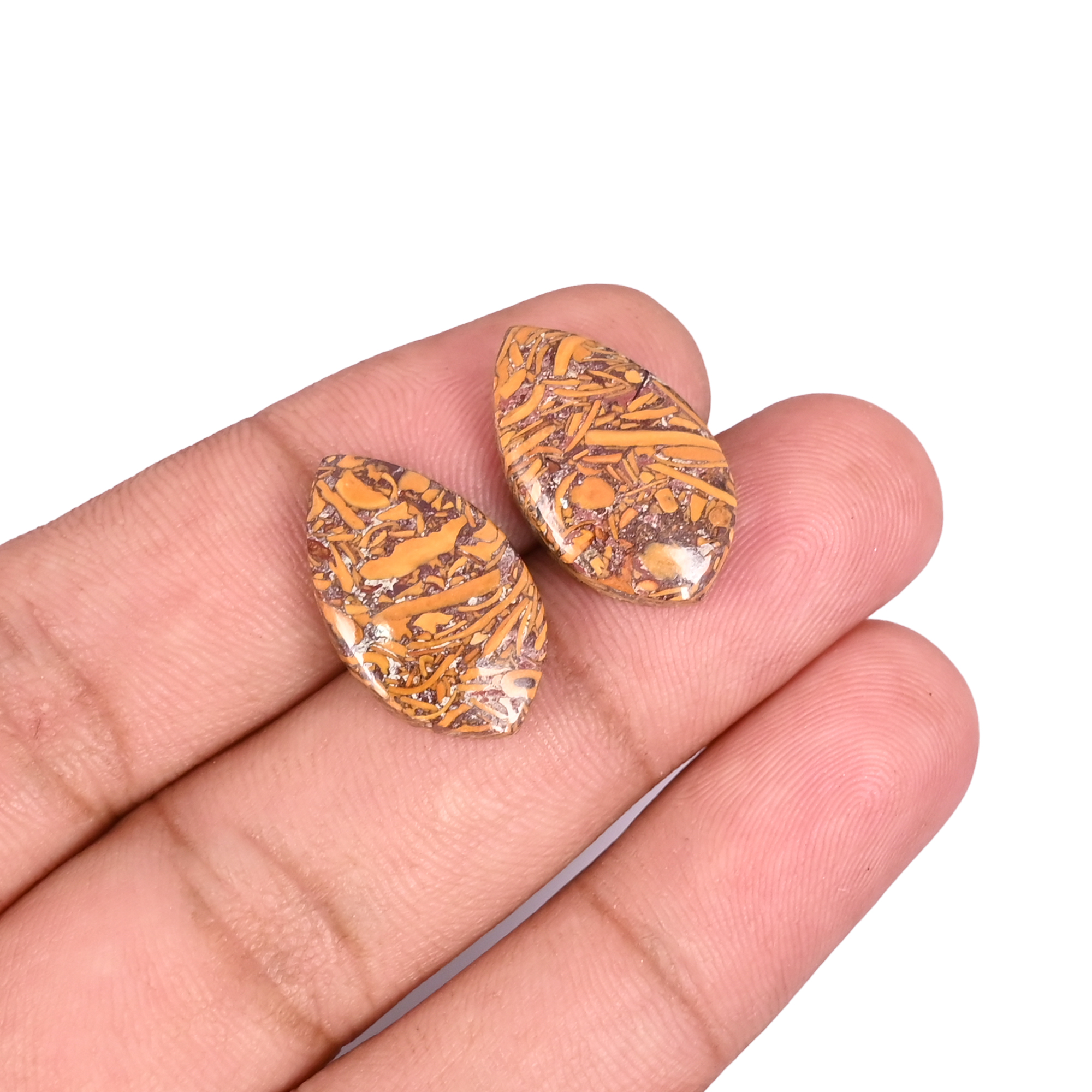 Natural Mariam Jasper 181 Carat 1 Pair Weight 20x12mm Fancy Shape Loose Gemstone