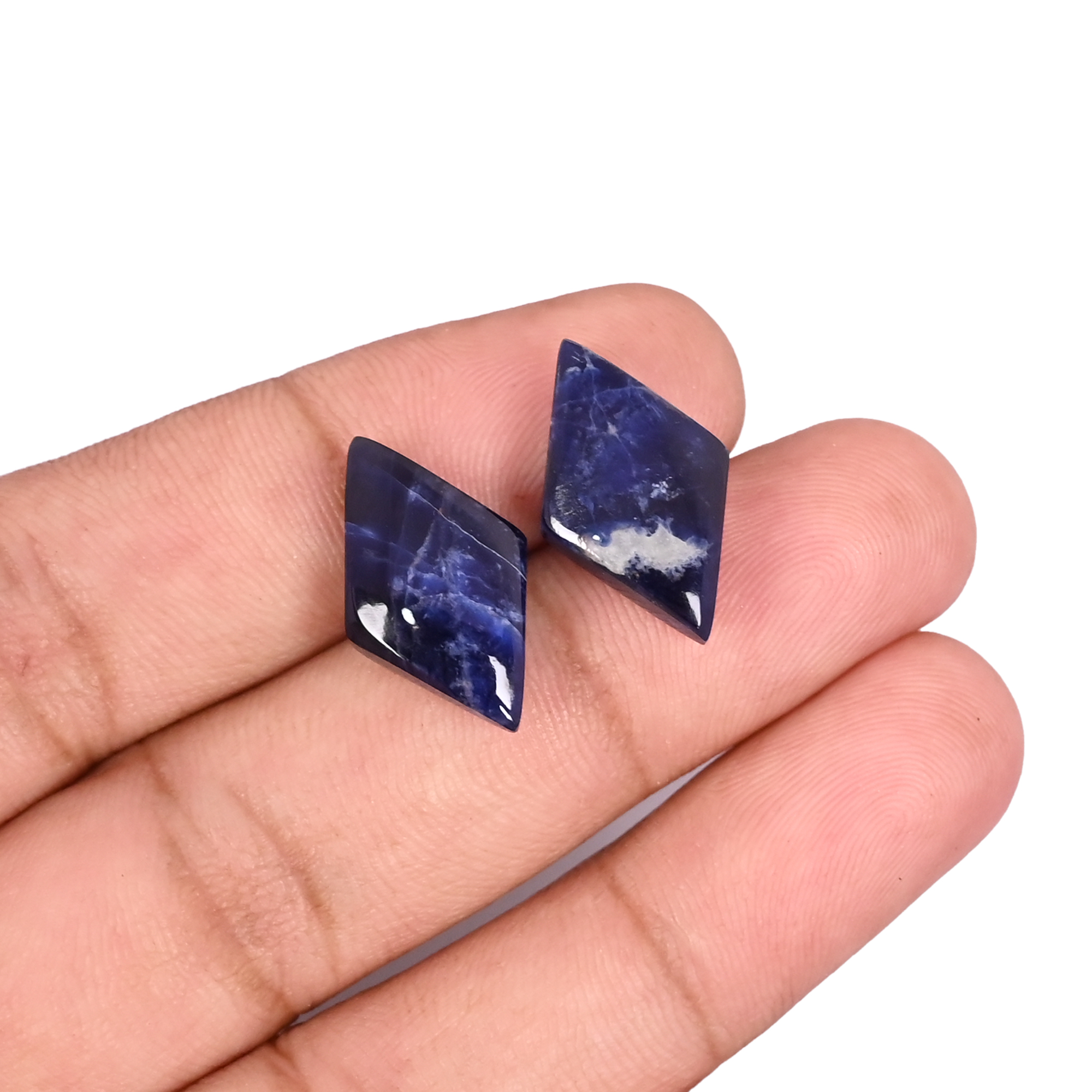 Natural Sodalite 127 Carat 1 Pair Weight 20x12mm Rhombus Shape Loose Gemstone