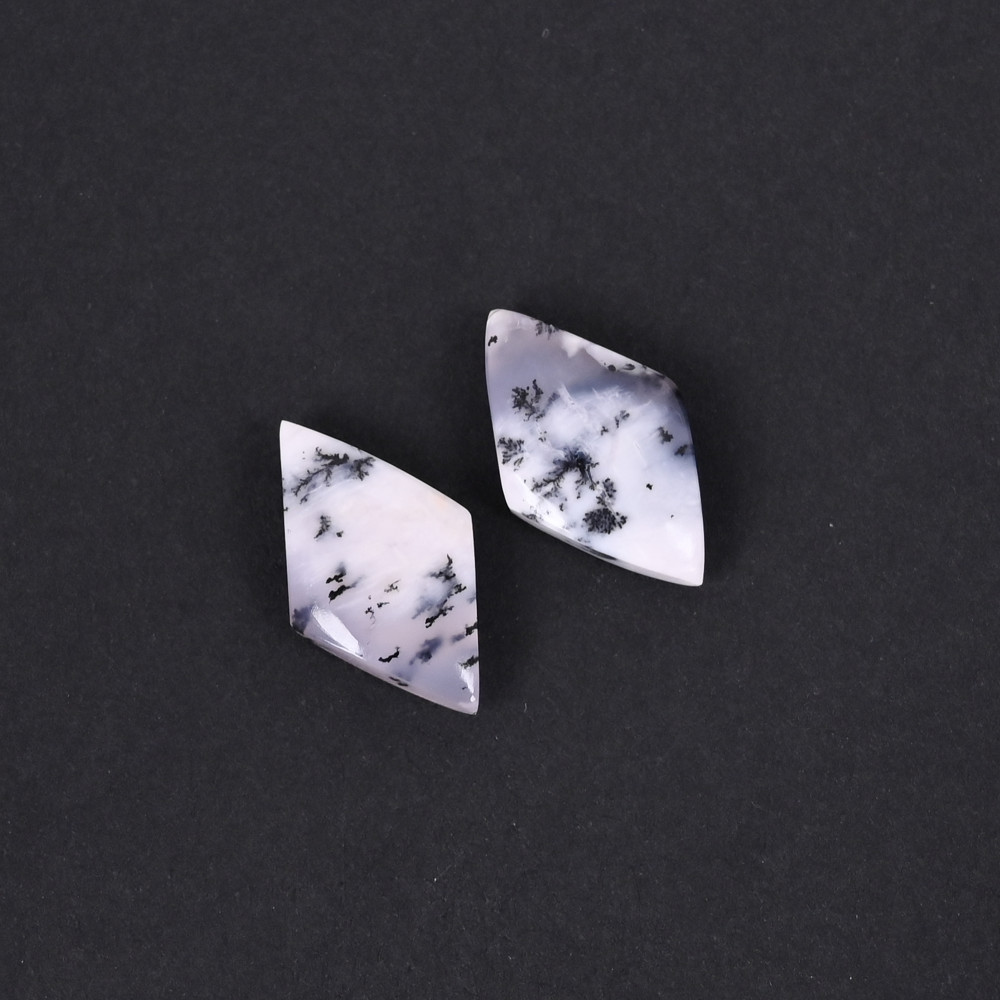 Image of Natural Dendritic Opal 14.2 Carat (1 Pair Weight)  20x12mm Rhombus Shape Loose Gemstone