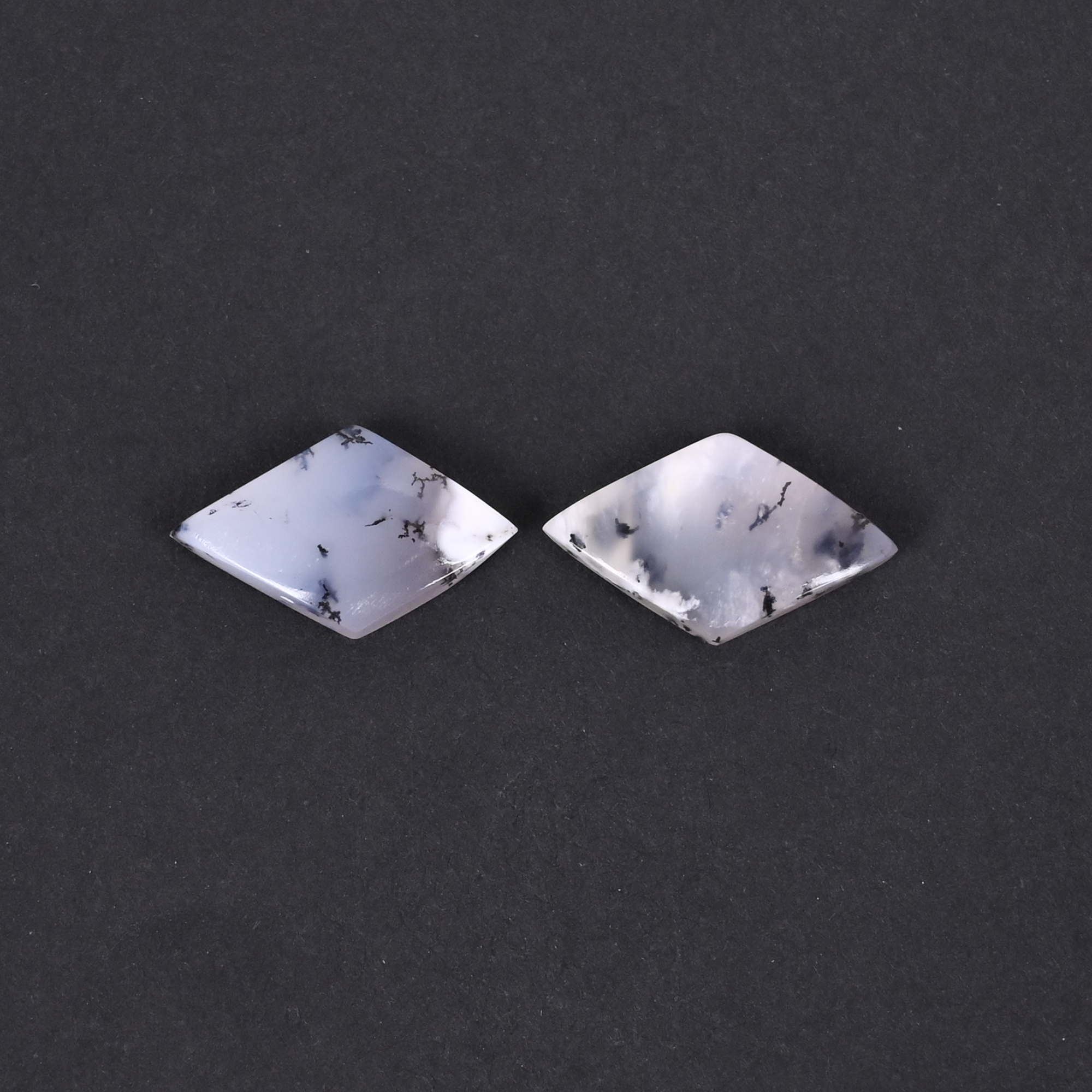 Natural Dendritic Opal 137 Carat 1 Pair Weight  20x12mm Rhombus Shape Loose Gemstone