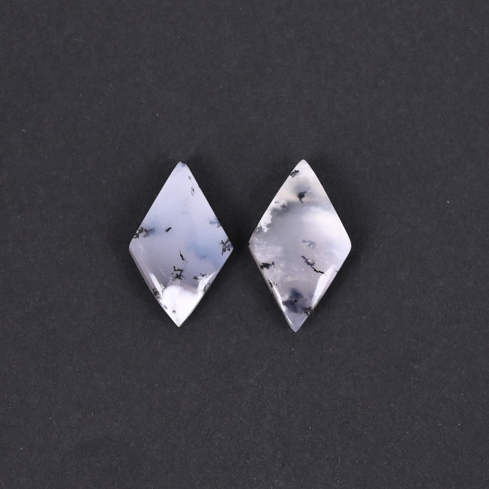 Image of Natural Dendritic Opal 13.7 Carat (1 Pair Weight)  20x12mm Rhombus Shape Loose Gemstone