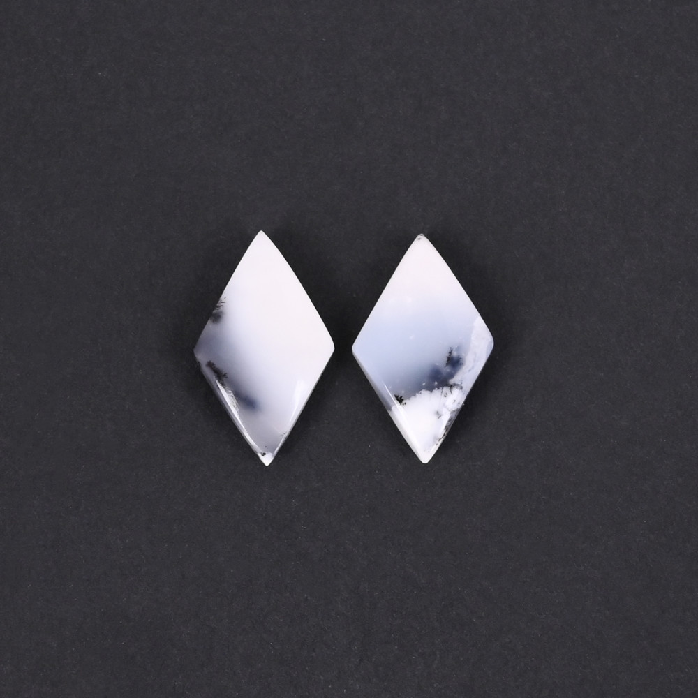 Image of Natural Dendritic Opal 13.7 Carat (1 Pair Weight)  20x12mm Rhombus Shape Loose Gemstone