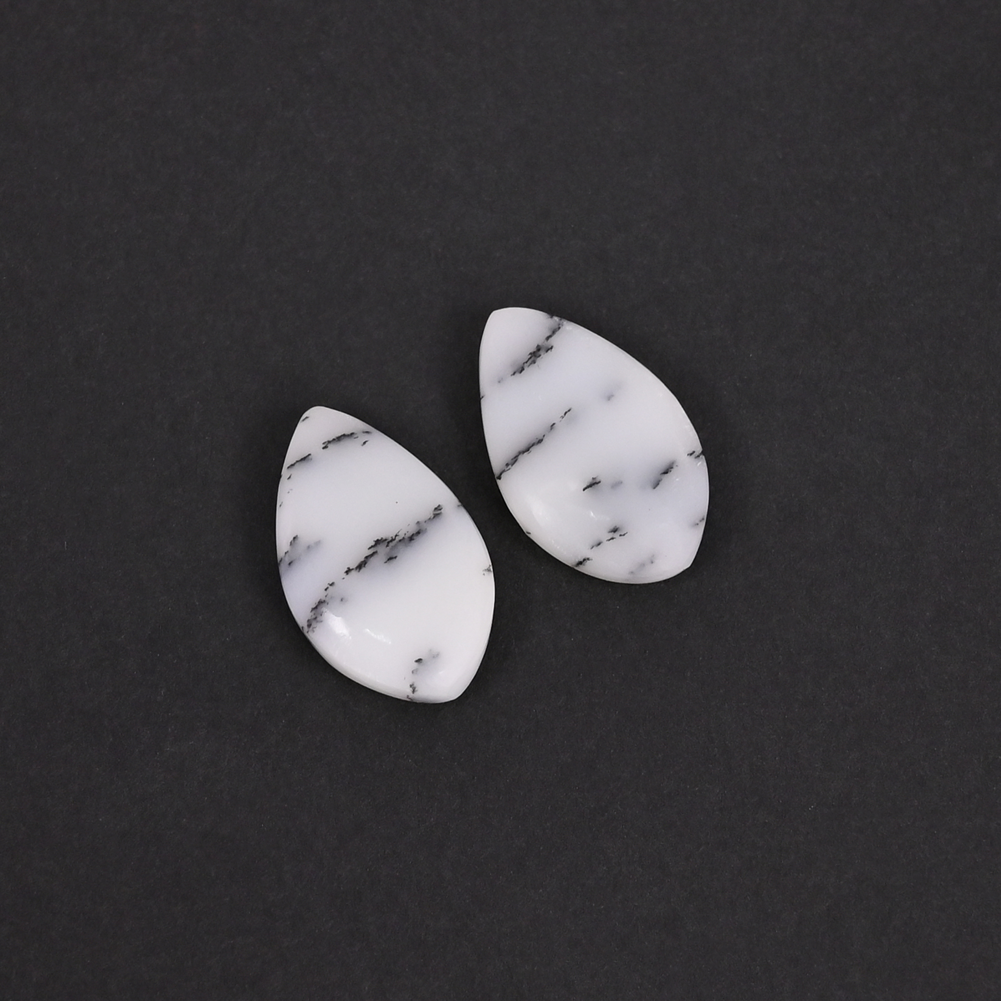 Natural Dendritic Opal 142 Carat 1 Pair Weight  20x12mm Fancy Shape Loose Gemstone