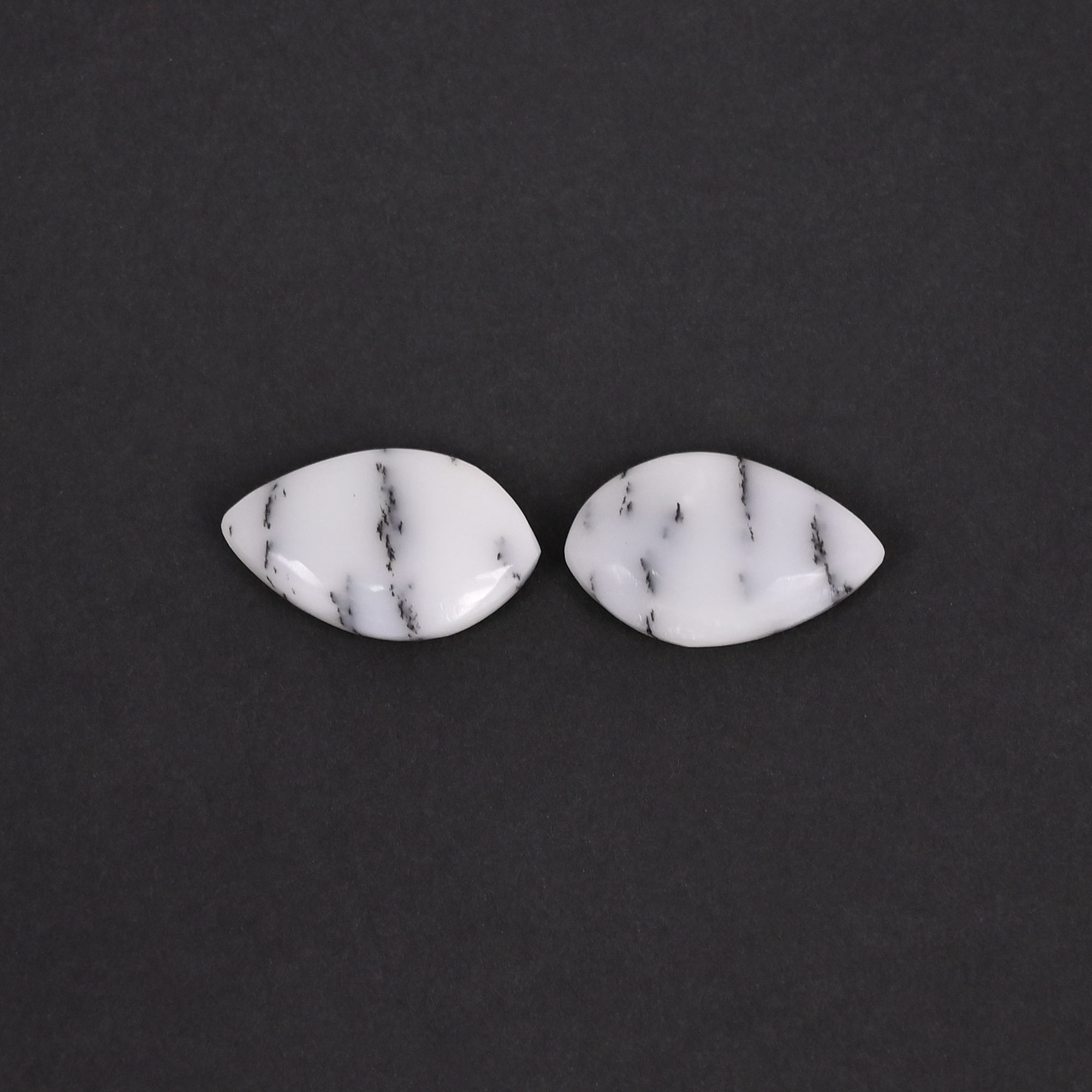 Natural Dendritic Opal 142 Carat 1 Pair Weight 20x12mm Fancy Shape Loose Gemstone