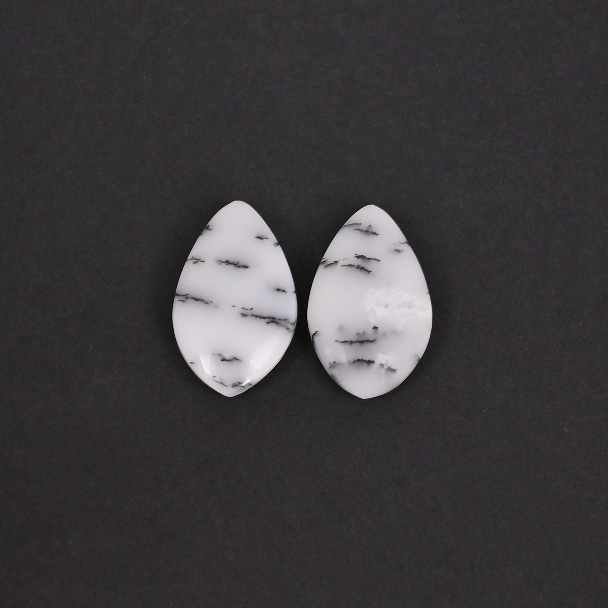 Natural Dendritic Opal 142 Carat 1 Pair Weight  20x12mm Fancy Shape Loose Gemstone