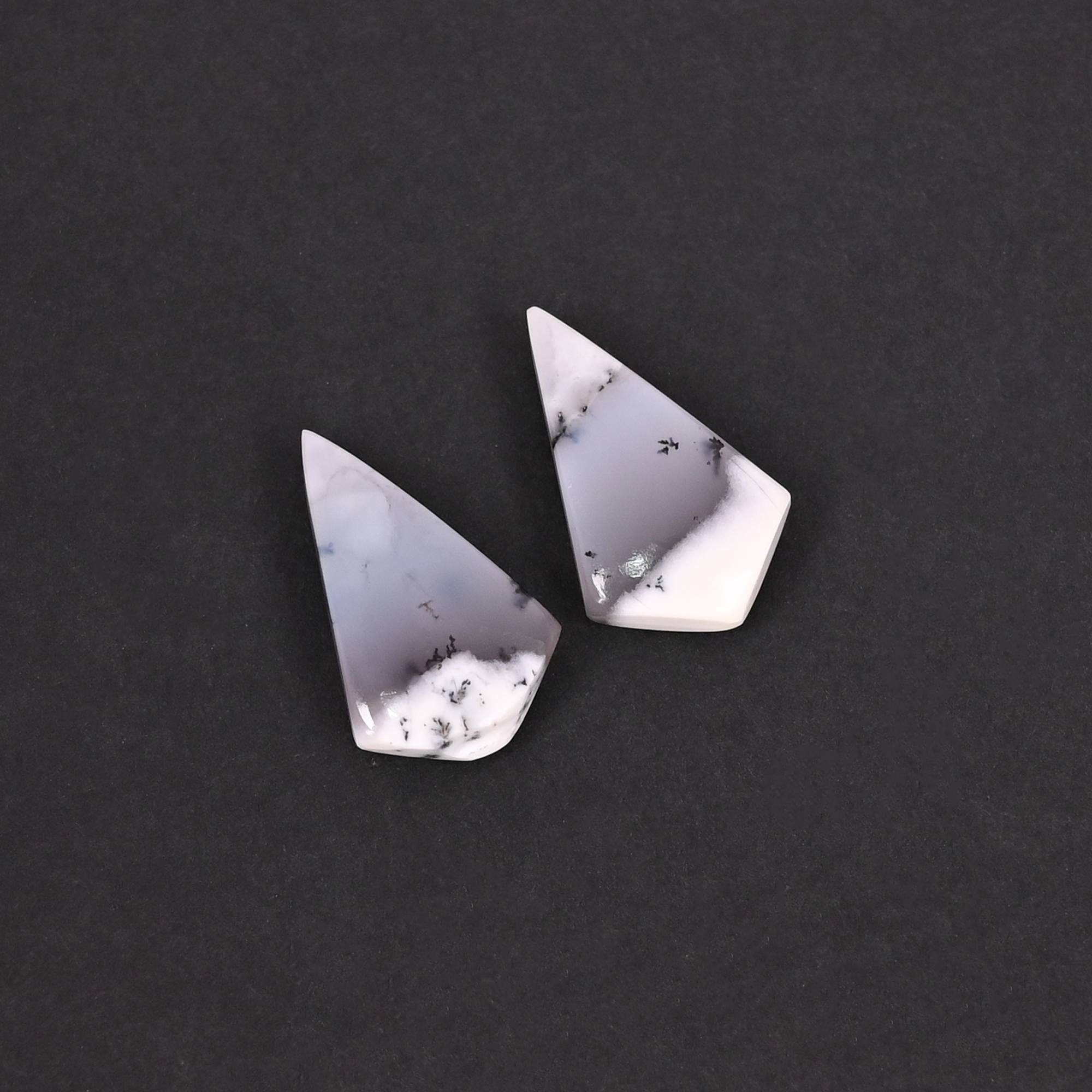 Natural Dendritic Opal 128 Carat 1 Pair Weight 19x12mm Kite Shape Loose Gemstone