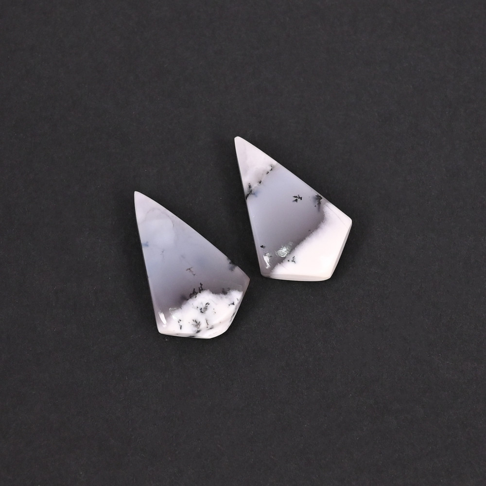Image of Natural Dendritic Opal 12.8 Carat (1 Pair Weight)  19x12mm Kite Shape Loose Gemstone