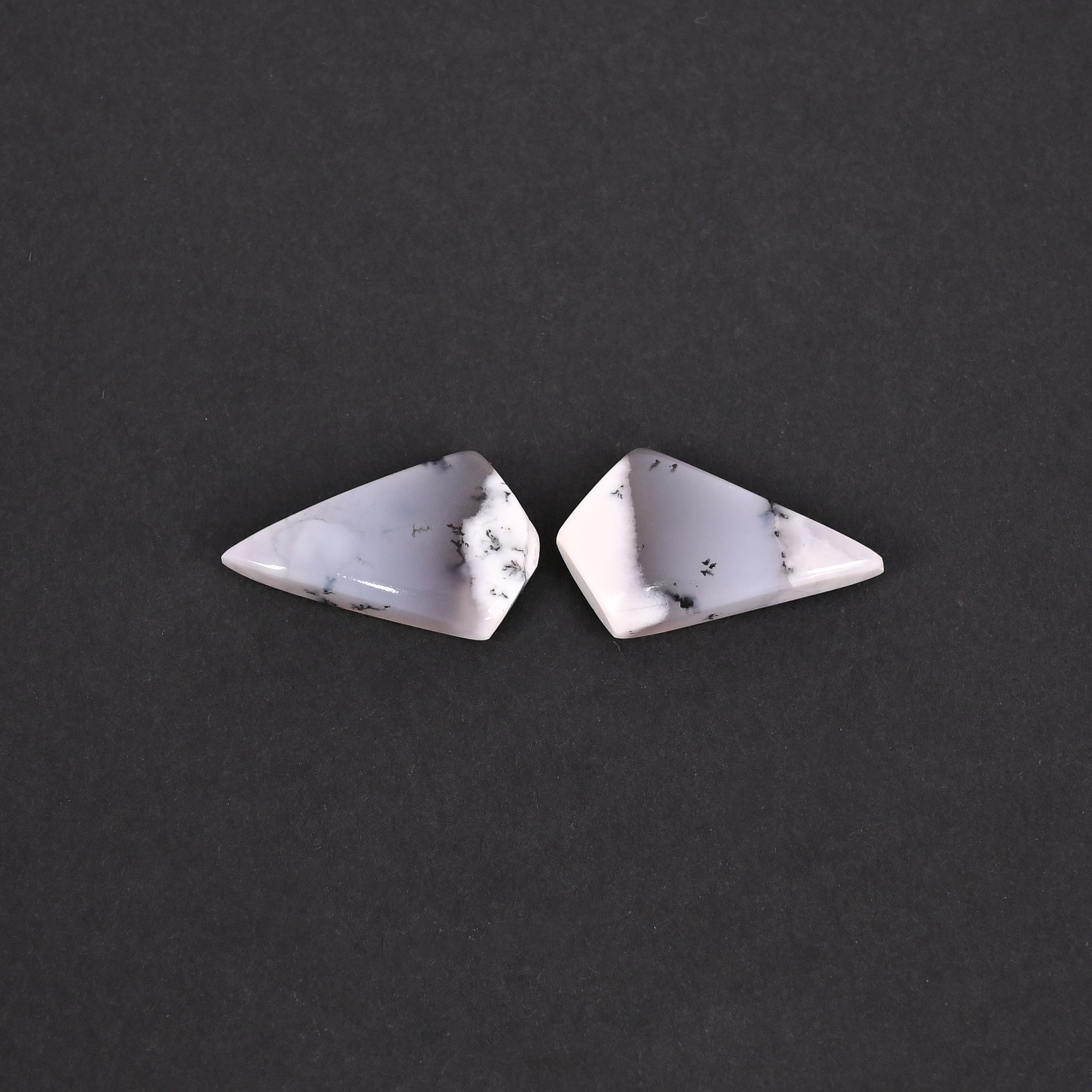 Natural Dendritic Opal 128 Carat 1 Pair Weight  19x12mm Kite Shape Loose Gemstone