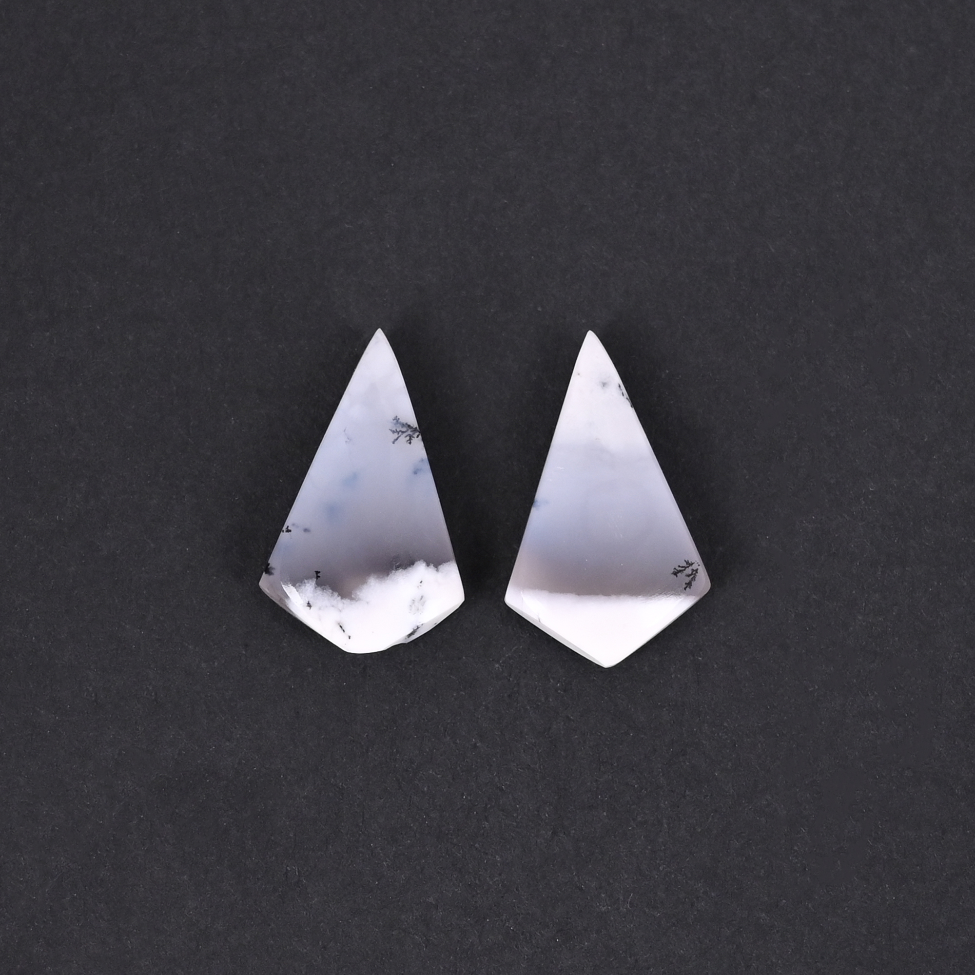 Natural Dendritic Opal 128 Carat 1 Pair Weight 19x12mm Kite Shape Loose Gemstone