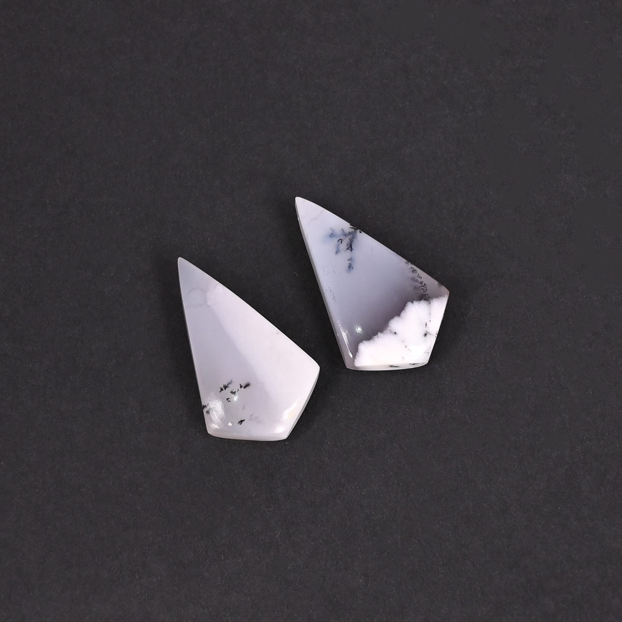 Natural Dendritic Opal 132 Carat 1 Pair Weight  20x12mm Kite Shape Loose Gemstone