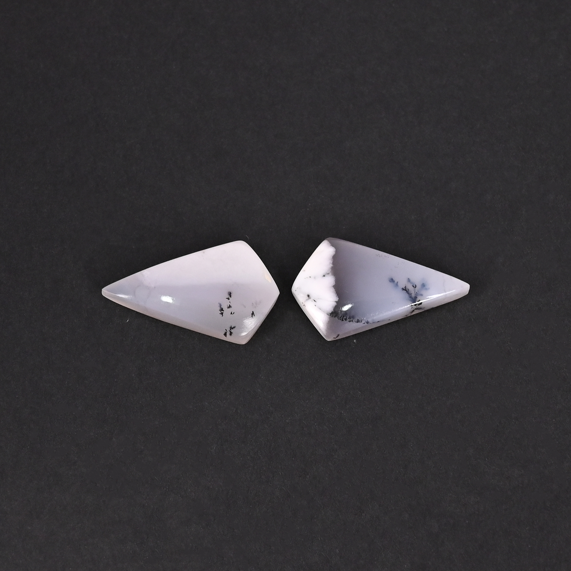 Natural Dendritic Opal 132 Carat 1 Pair Weight  20x12mm Kite Shape Loose Gemstone