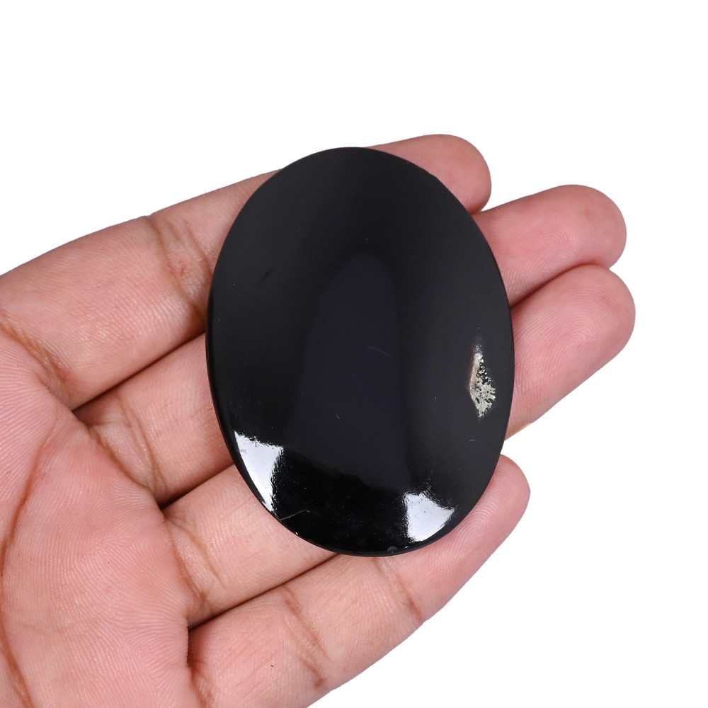 Image of Natural Black Onyx 107.0  Carat 58x41mm Oval Shape Loose Gemstone