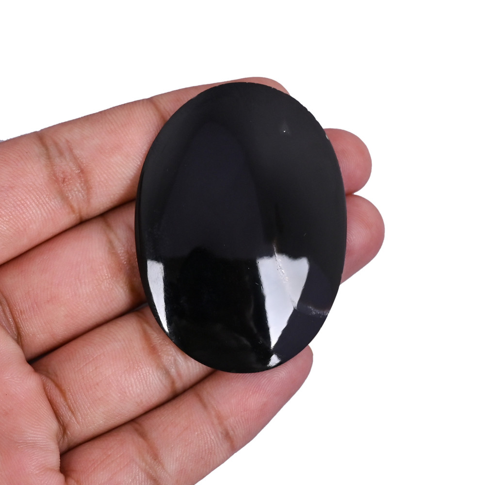 Image of Natural Black Onyx 94.0 Carat 54x39mm Oval Shape Loose Gemstone