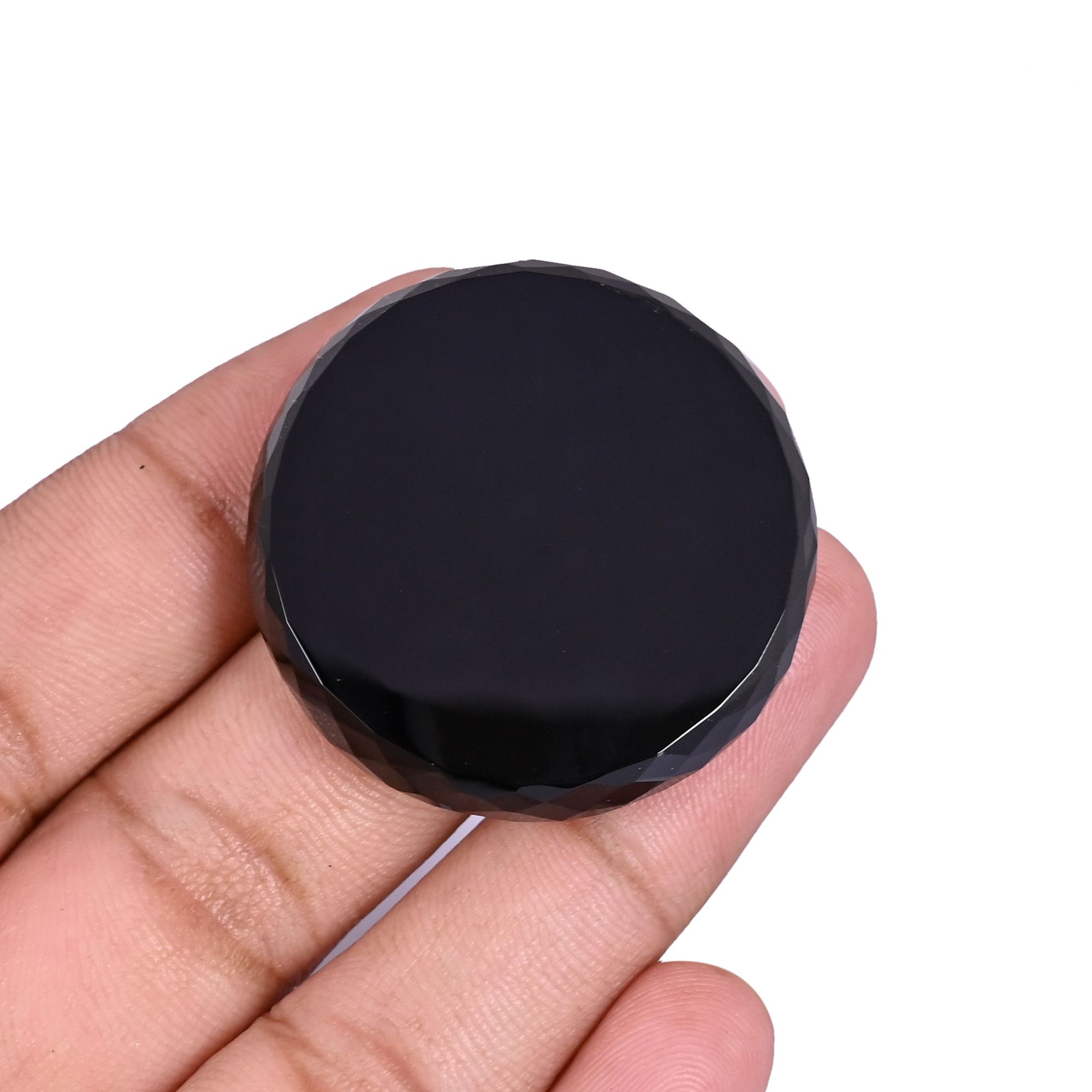 Natural Black Onyx 970 Carat 36x36mm Round Shape Loose Gemstone