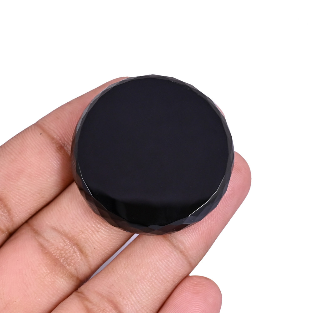 Image of Natural Black Onyx 97.0 Carat 36x36mm Round Shape Loose Gemstone