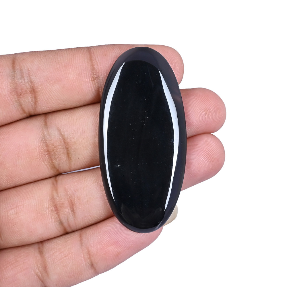 Image of Natural Black Onyx 52.5 Carat 52x25mm Oval Shape Loose Gemstone