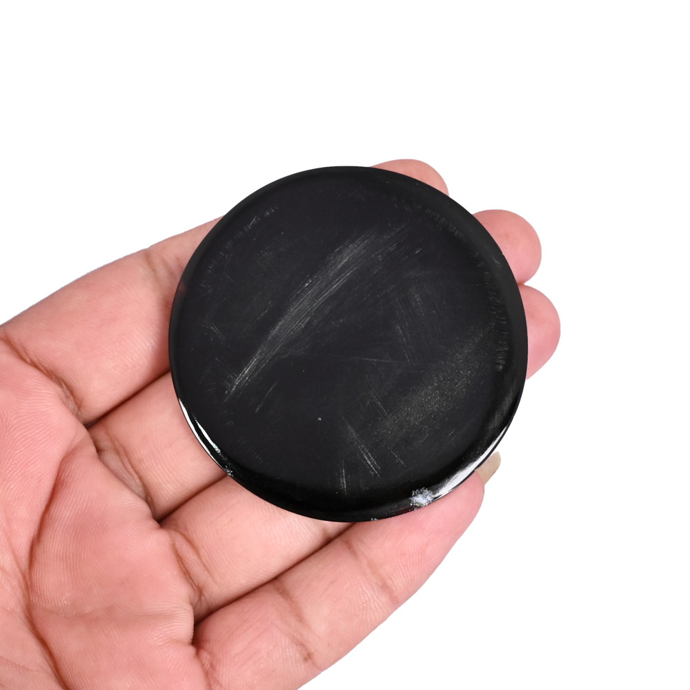 Image of Natural Black Onyx 69.5 Carat 55x55mm Round Shape Loose Gemstone
