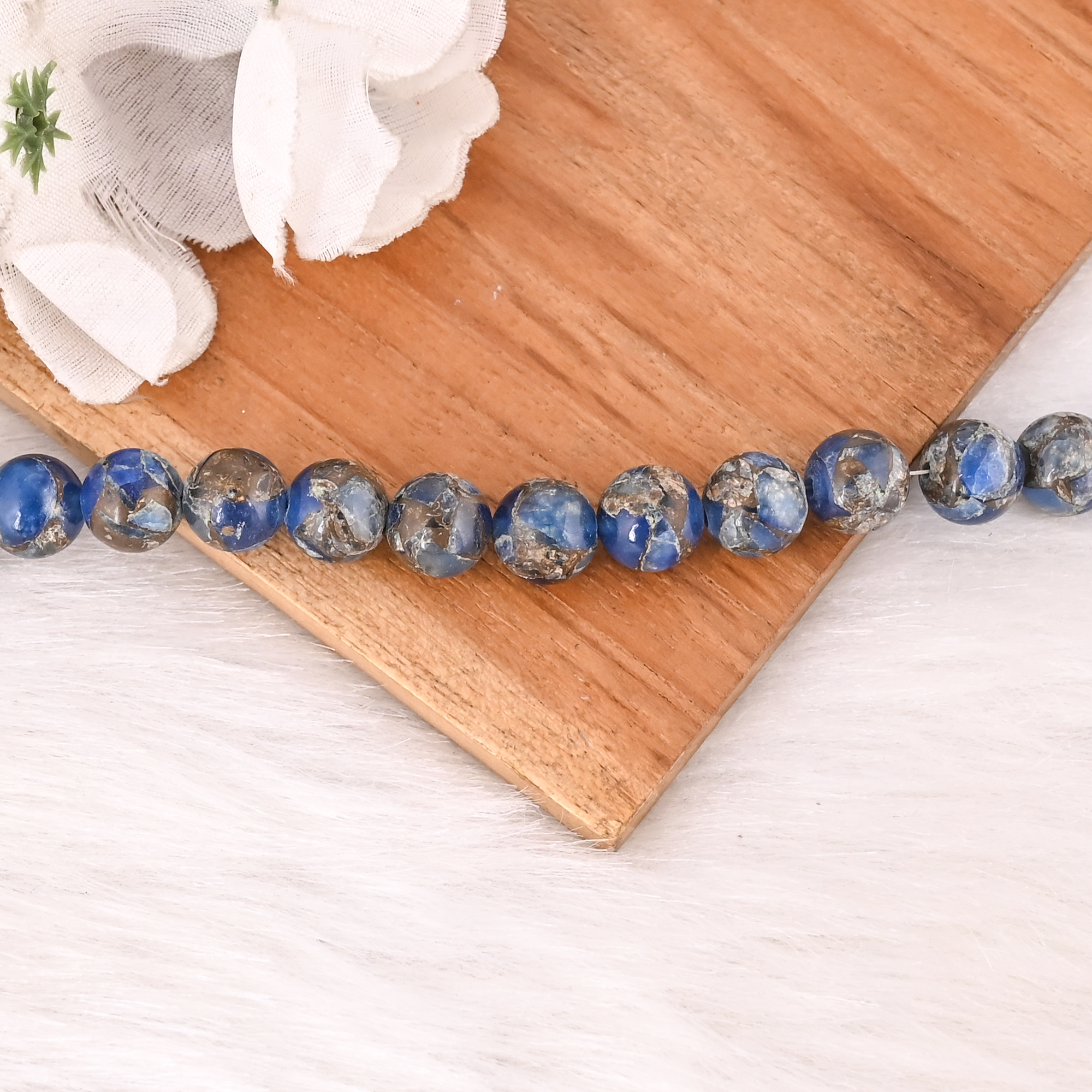 Natural Sodalite Copper Beads 925 Sterling Silver Bracelet Handmade Gemstone Jewelry for Unisex