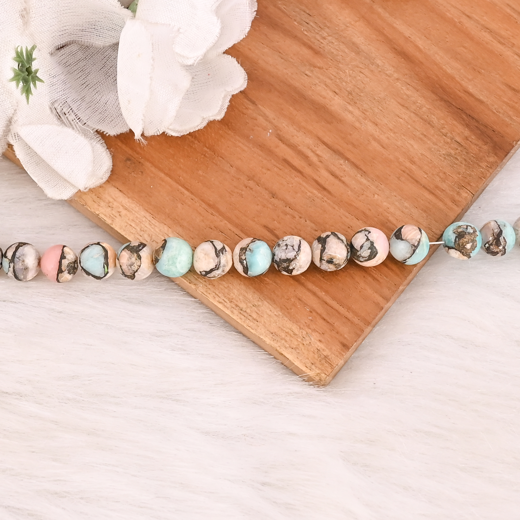 Natural Pink Opal  Amazonite Copper Gemstone 925 Sterling Silver Bracelet Handmade Jewelry for Unisex