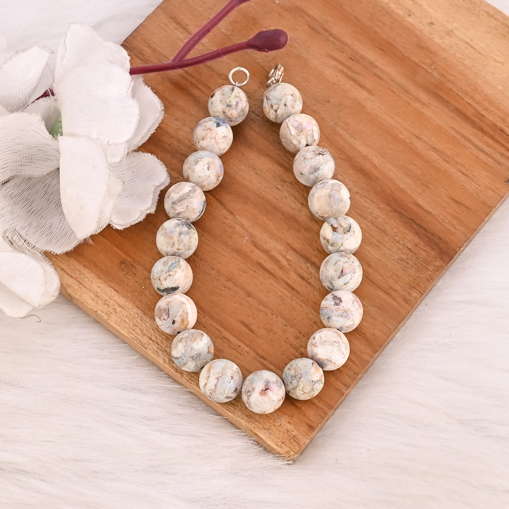Natural Ethiopian Sterling Silver Beads Trendy Wedding Party Gift Bracelet