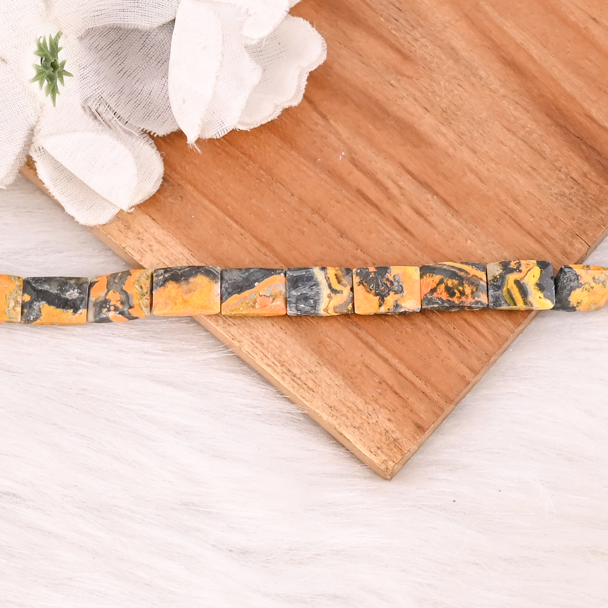 Natural Bumble Bee Jasper Gemstone Stretch Bracelet Handmade Beaded Jewelry for Women