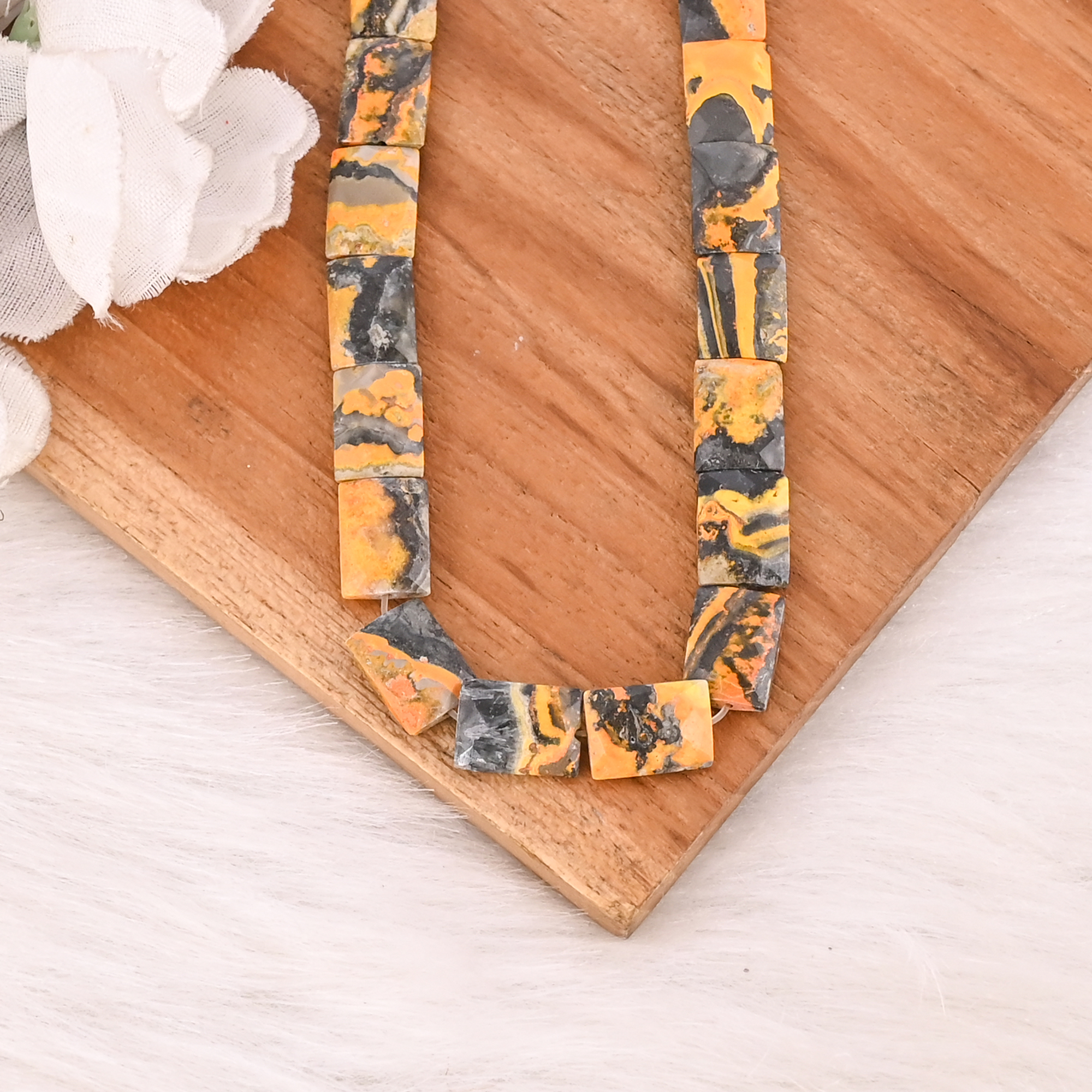 Natural Bumble Bee Jasper Gemstone Stretch Bracelet Handmade Beaded Jewelry for Women