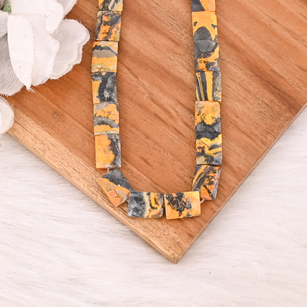 Image of Natural Bumble Bee Jasper Gemstone Stretch Bracelet Handmade Beaded Jewelry for Women