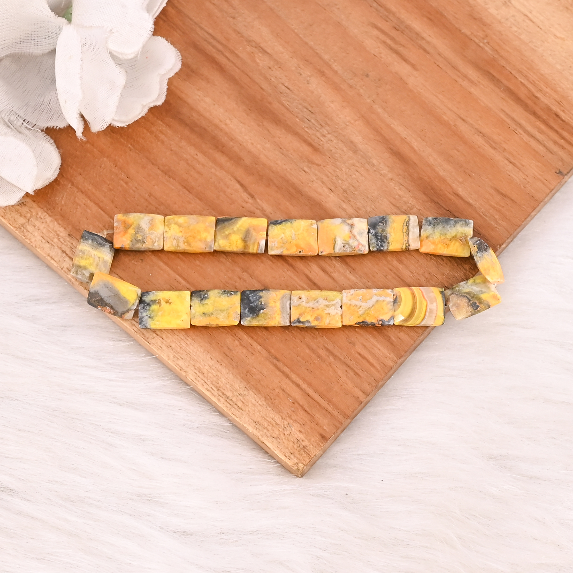Natural Bumble Bee Jasper Gemstone Stretch Bracelet Handmade Beaded Jewelry for Women