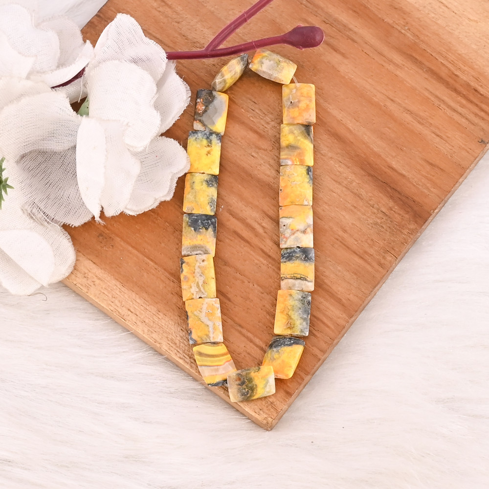 Image of Natural Bumble Bee Jasper Gemstone Stretch Bracelet Handmade Beaded Jewelry for Women