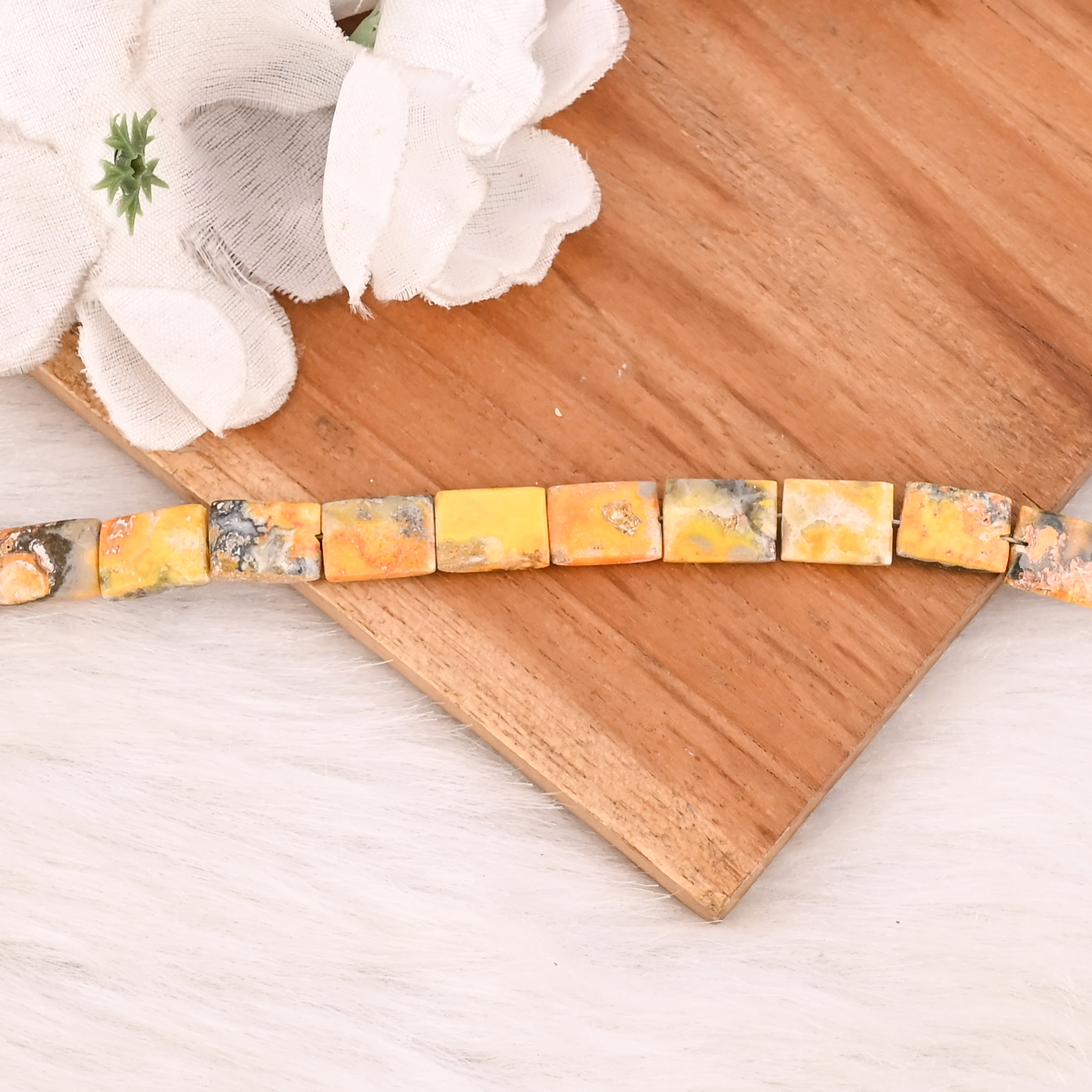 Natural Bumble Bee Jasper Smooth Gemstone Bracelet Handmade Beaded Jewelry for Unisex