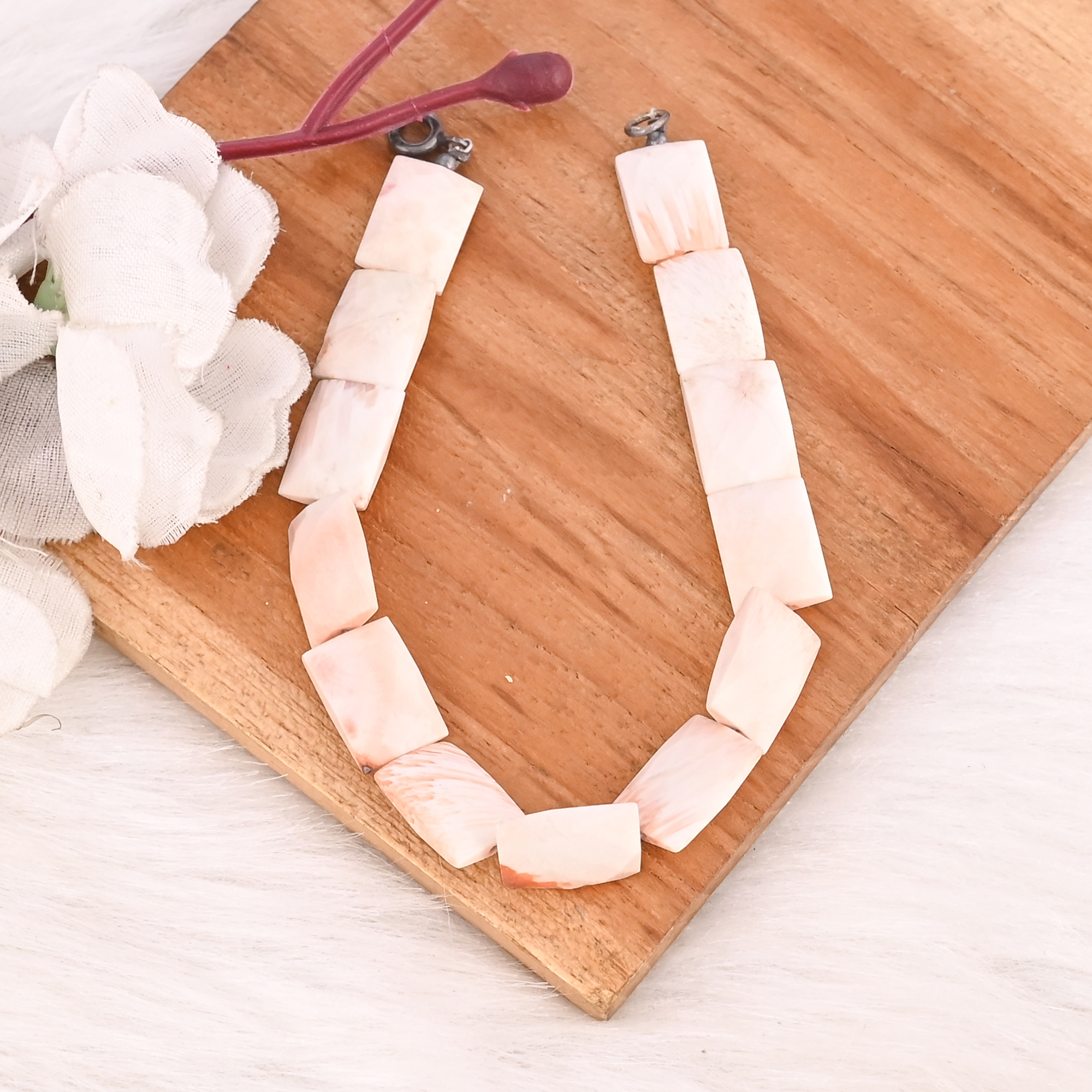 Natural White Scolecite Gemstone 925 Sterling Silver Bracelet Handmade Jewelry for Unisex