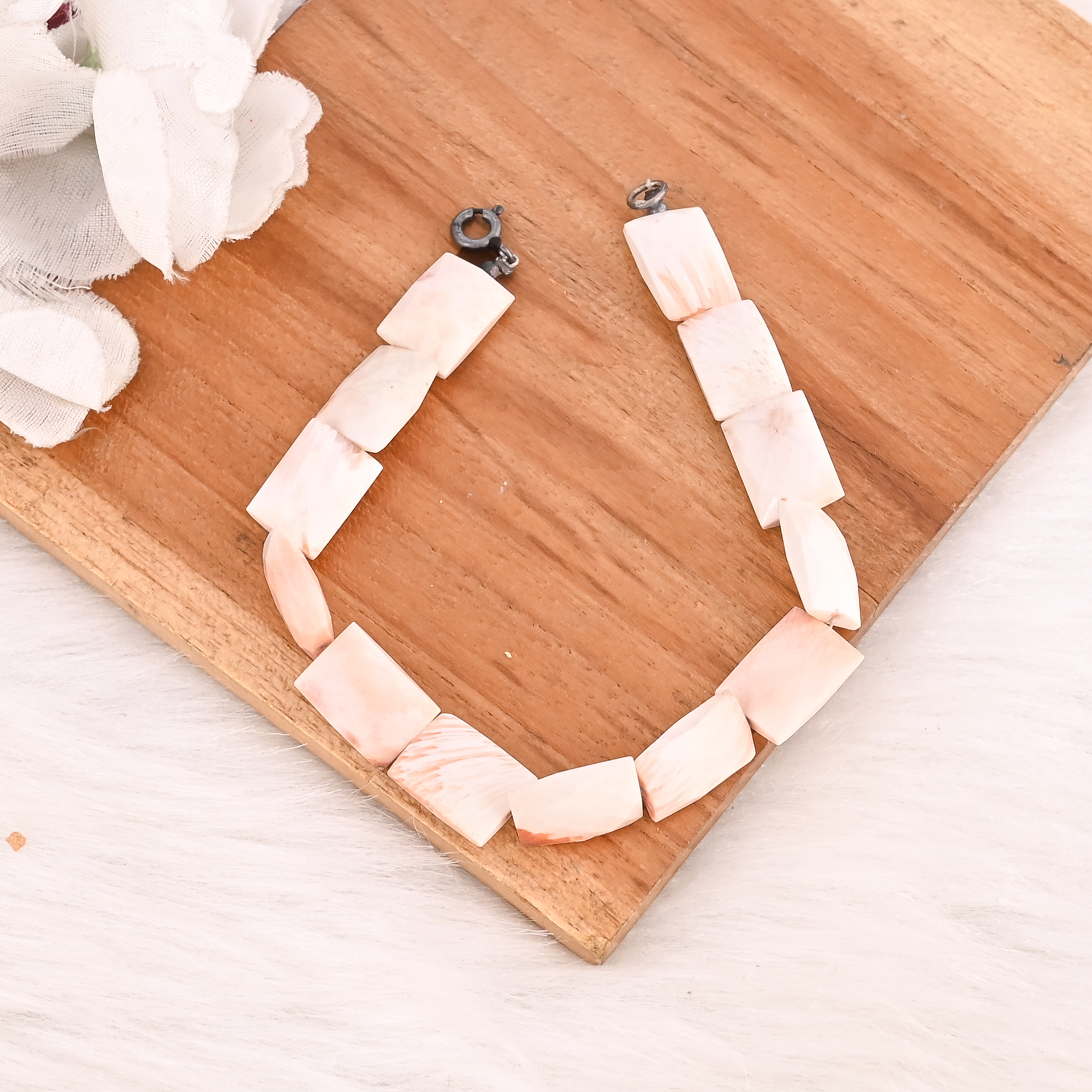 Natural White Scolecite Gemstone 925 Sterling Silver Bracelet Handmade Jewelry for Unisex