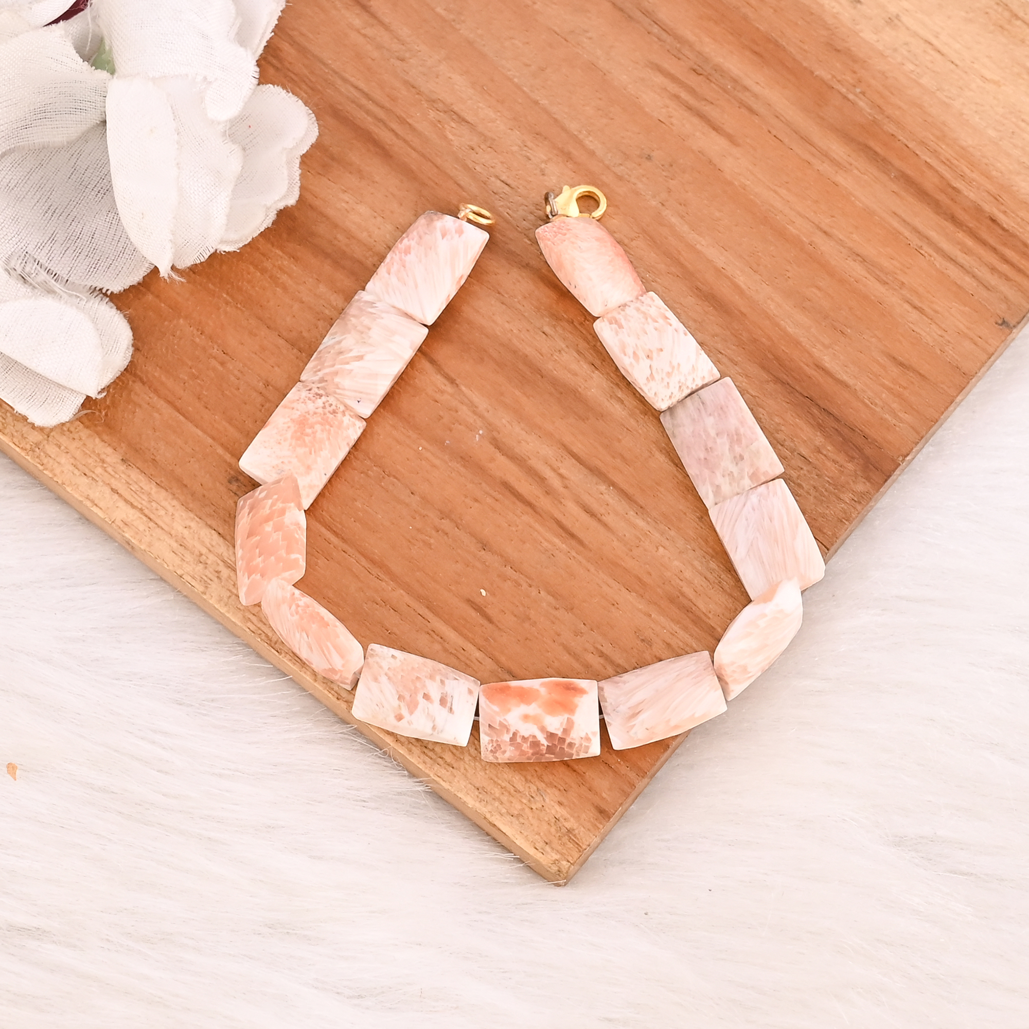 Natural Scolecite Gemstone 925 Sterling Silver Bracelet Handmade Jewelry for Unisex