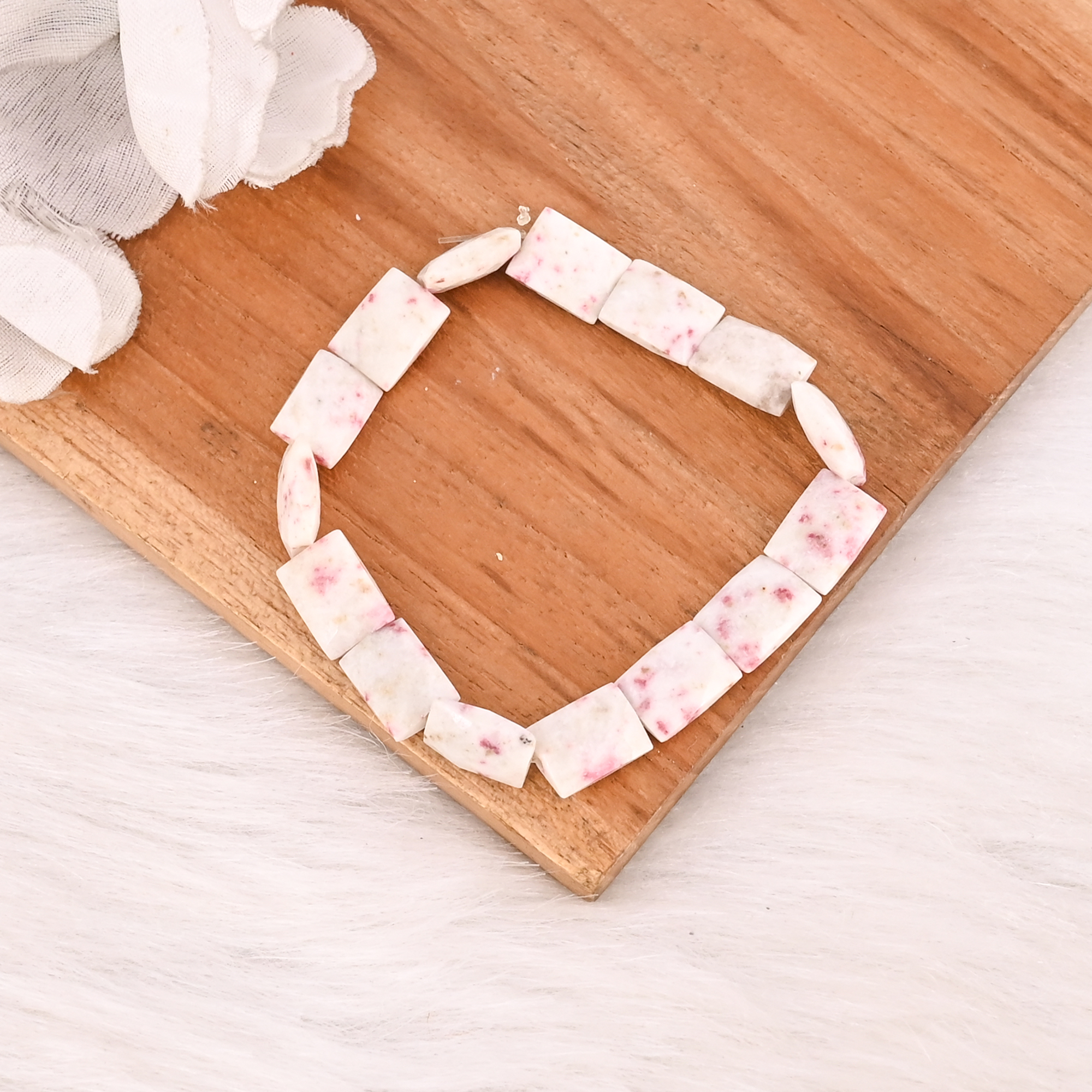 Natural Cinnabar Gemstone Stretch Bracelet Faceted Rectangle Crystal Beads Wholesale Jewelry