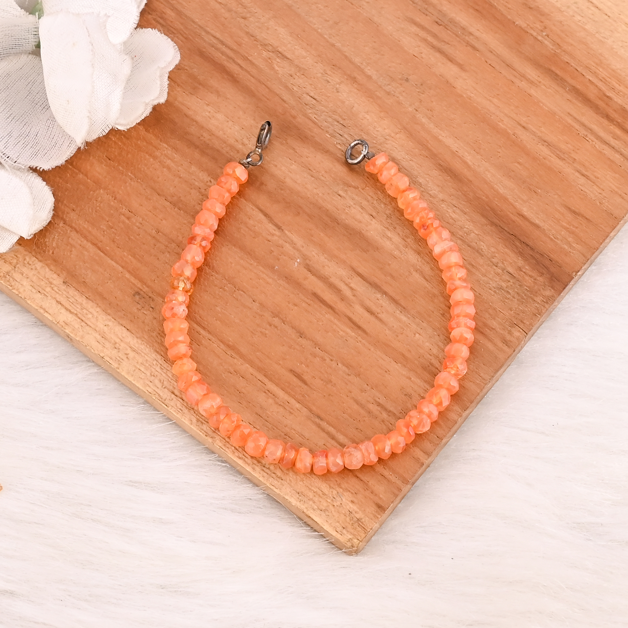 Natural Carnelian Gemstone 925 Sterling Silver Beaded Bracelet Handmade Jewelry for Unisex