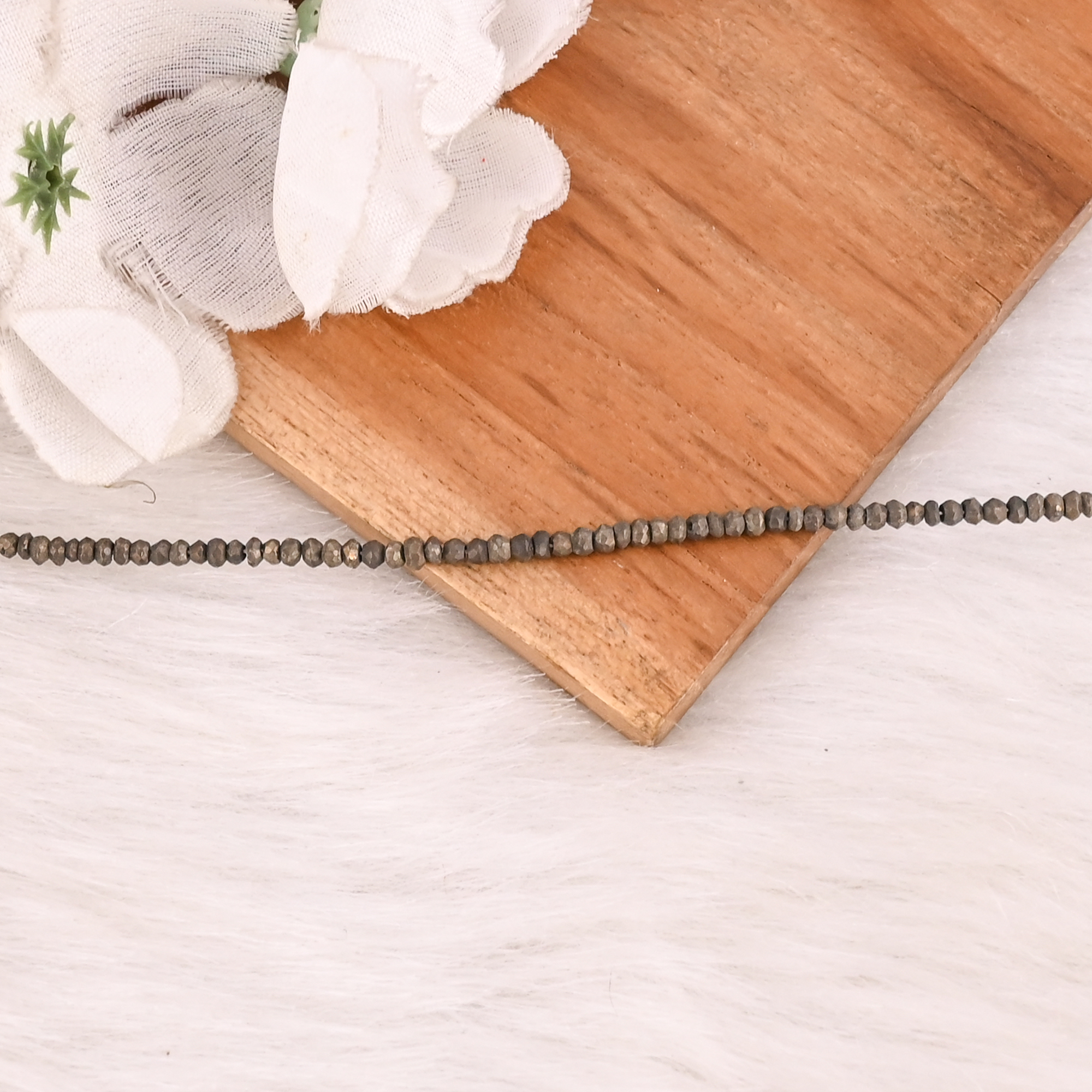 Natural Pyrite Gemstone Faceted Rondelle Bead Bracelet Handmade Jewelry for Women