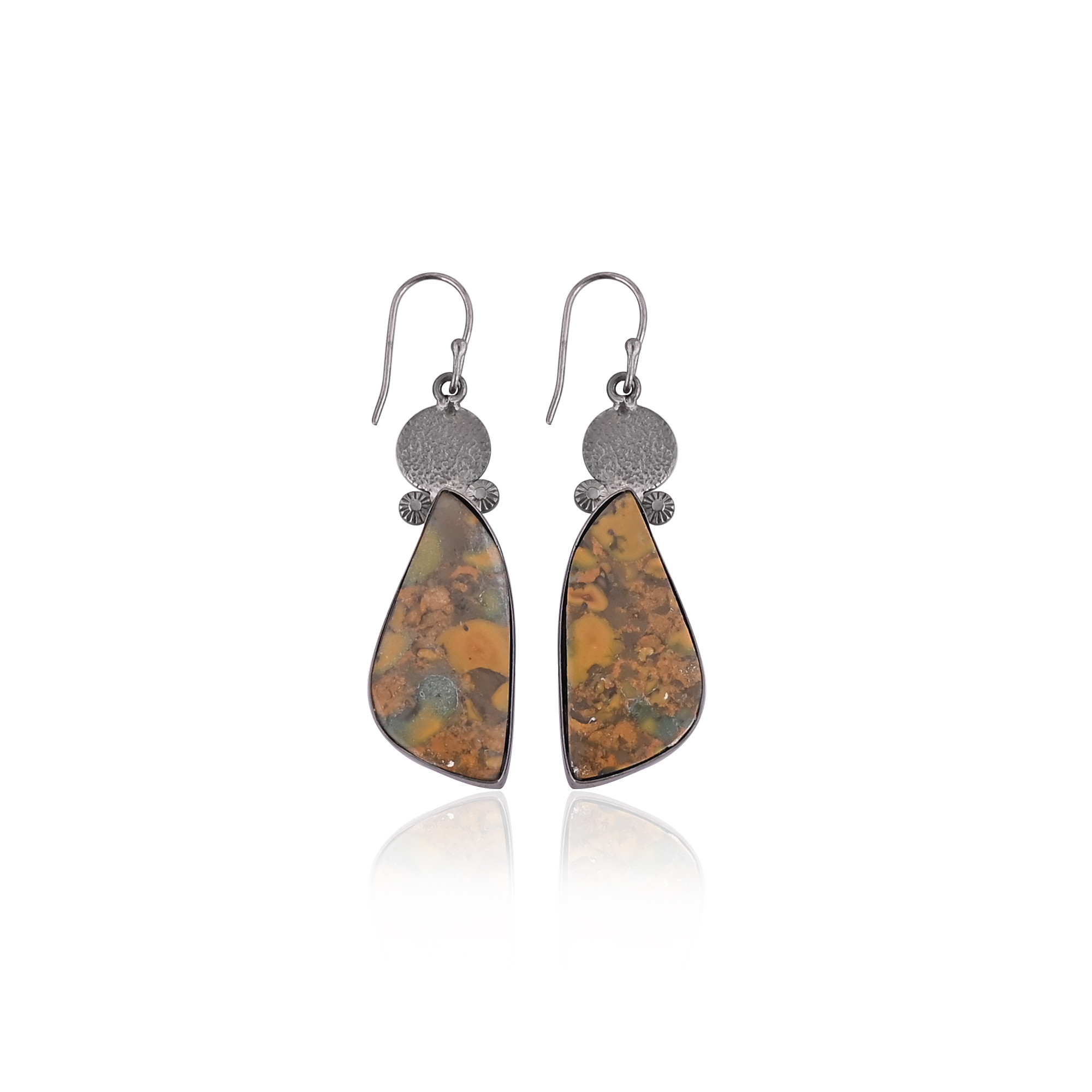 Fruit Jasper Gemstone Handmade Brass Black Ruthenium Dangler Earring Women Earring