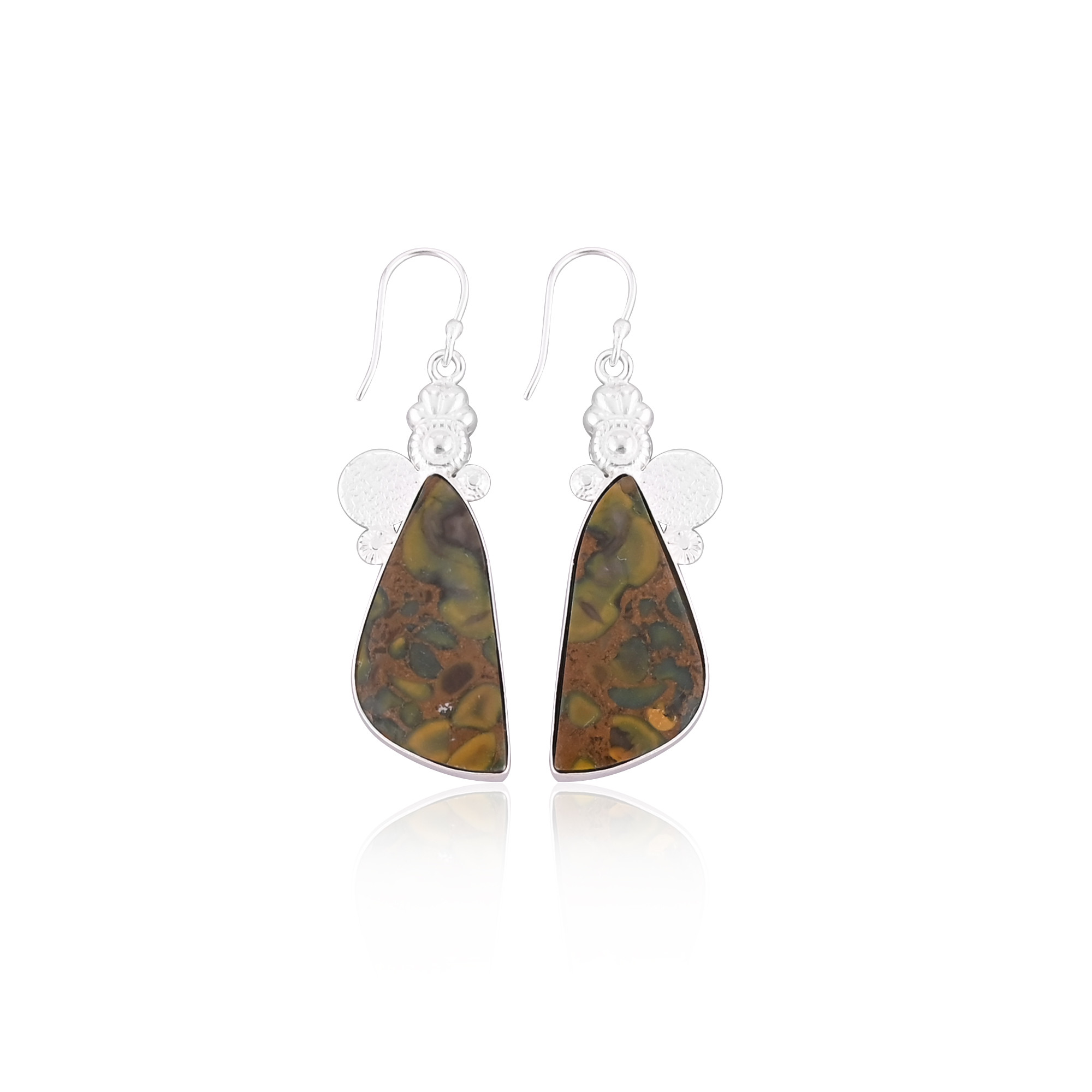 Fruit Jasper Gemstone Handmade Brass Silver Plated Dangler Earring Women Earring