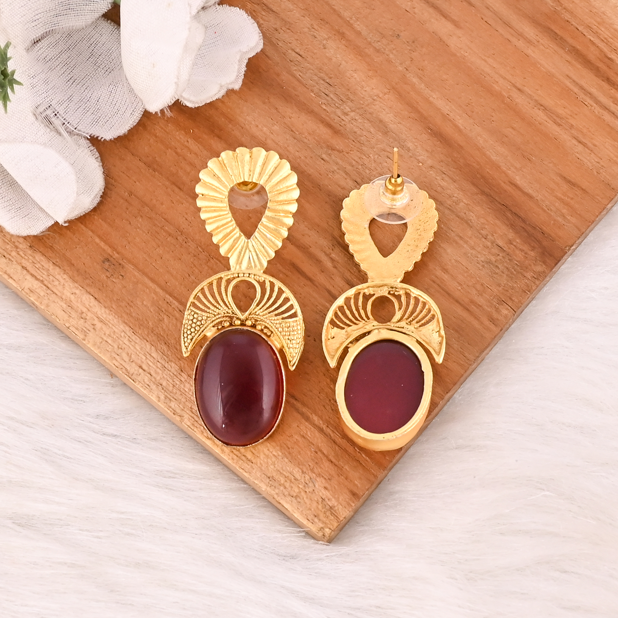 Garnet Hydro Gemstone Brass Designer Earrings Handmade Fashion Jewelry for Women Wholesale Lot 10 Pairs