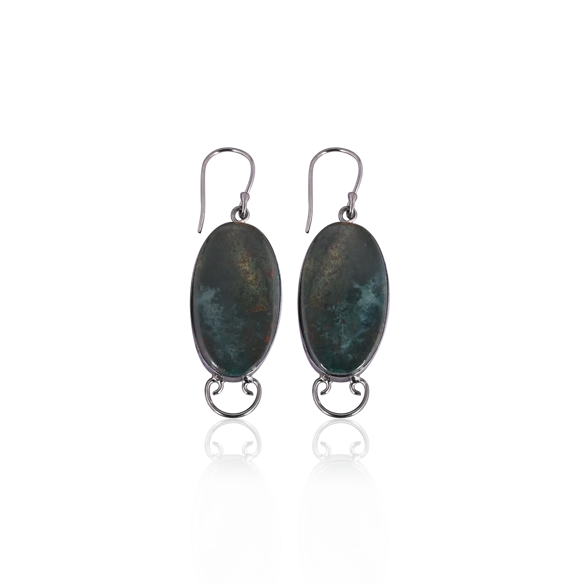 Blood Agate Oval Gemstone Black Ruthenium Brass Dangler Earring Perfect Gifts For Her Wedding Anniversary Gifts