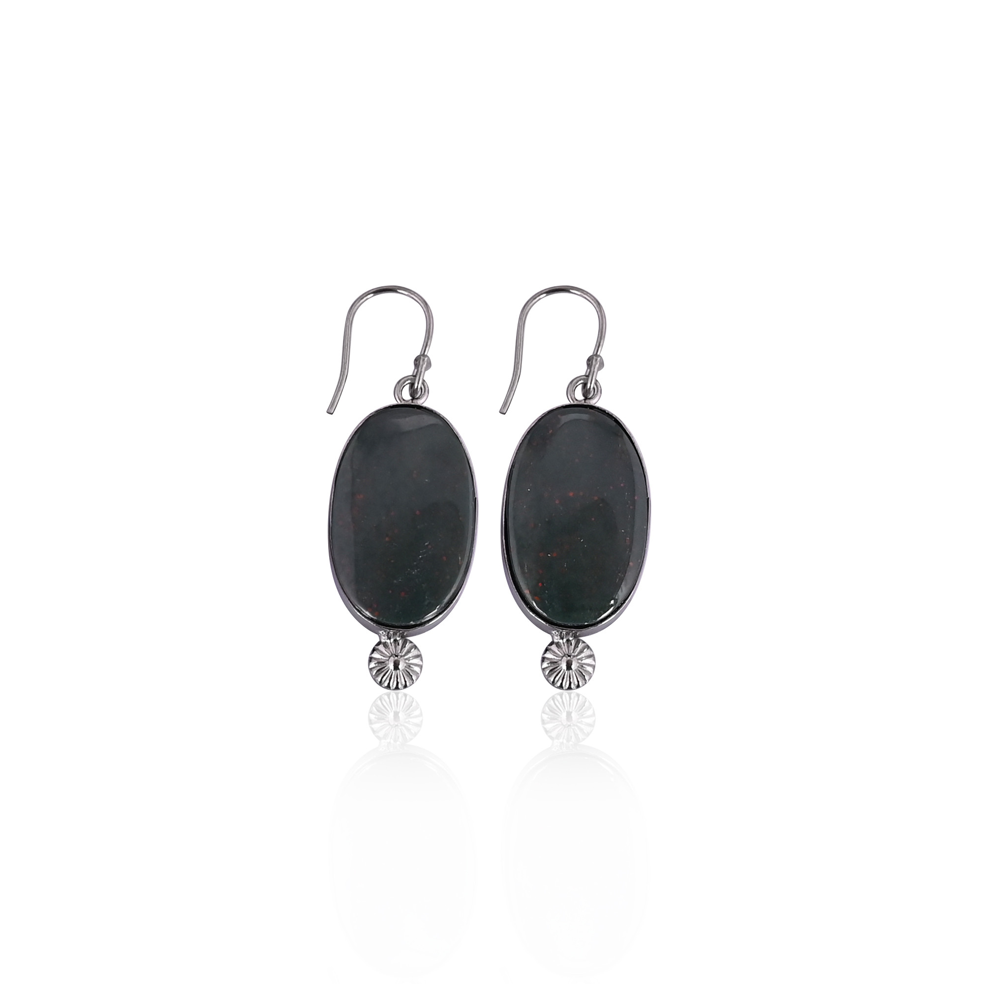 Blood Agate Gemstone Black Ruthenium Brass Handmade Dangle Designer Trendy Earring Jewelry