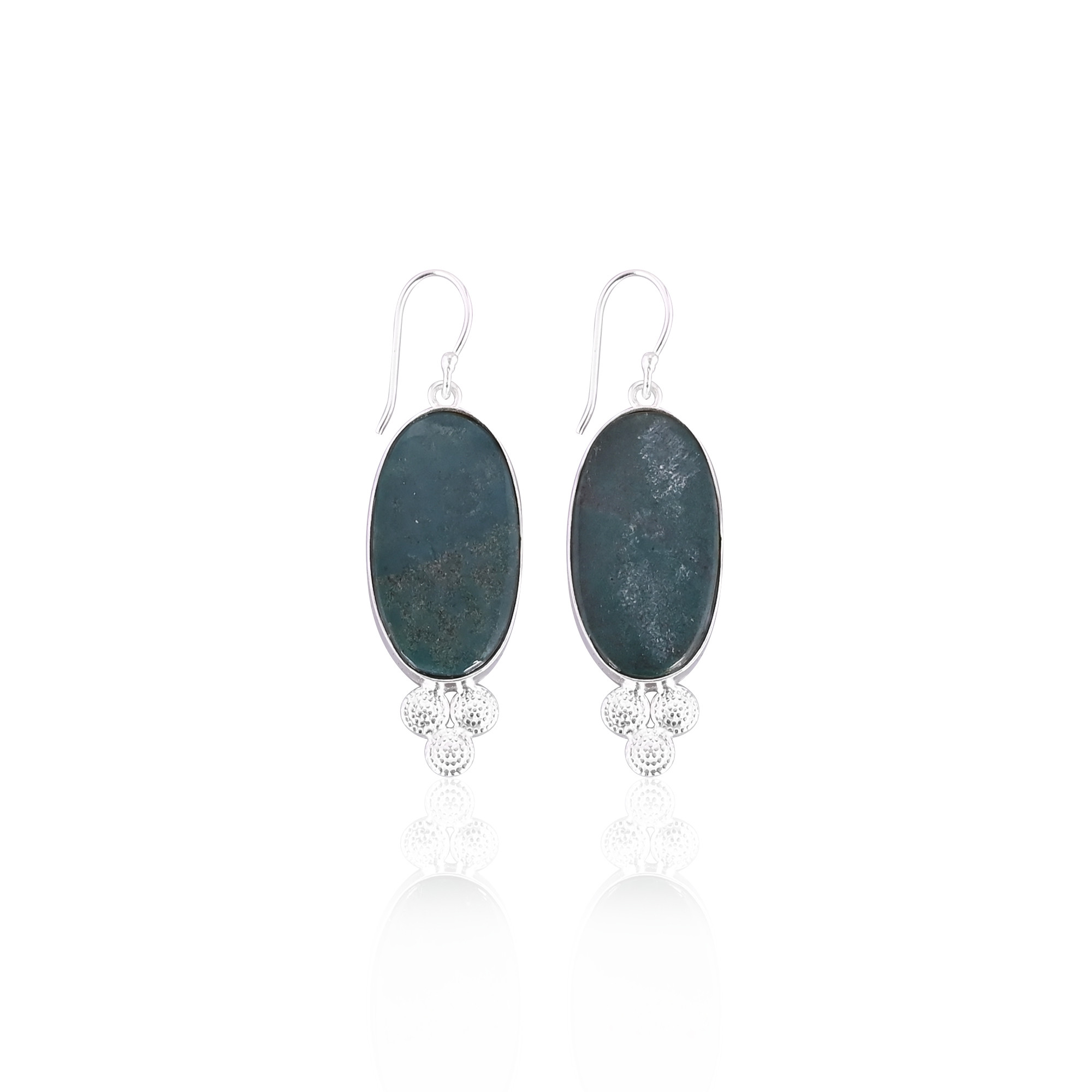 Blood Stone Oval Gemstone Silver Plated Brass Dangle Earring Handmade Earring Charm Jewelry