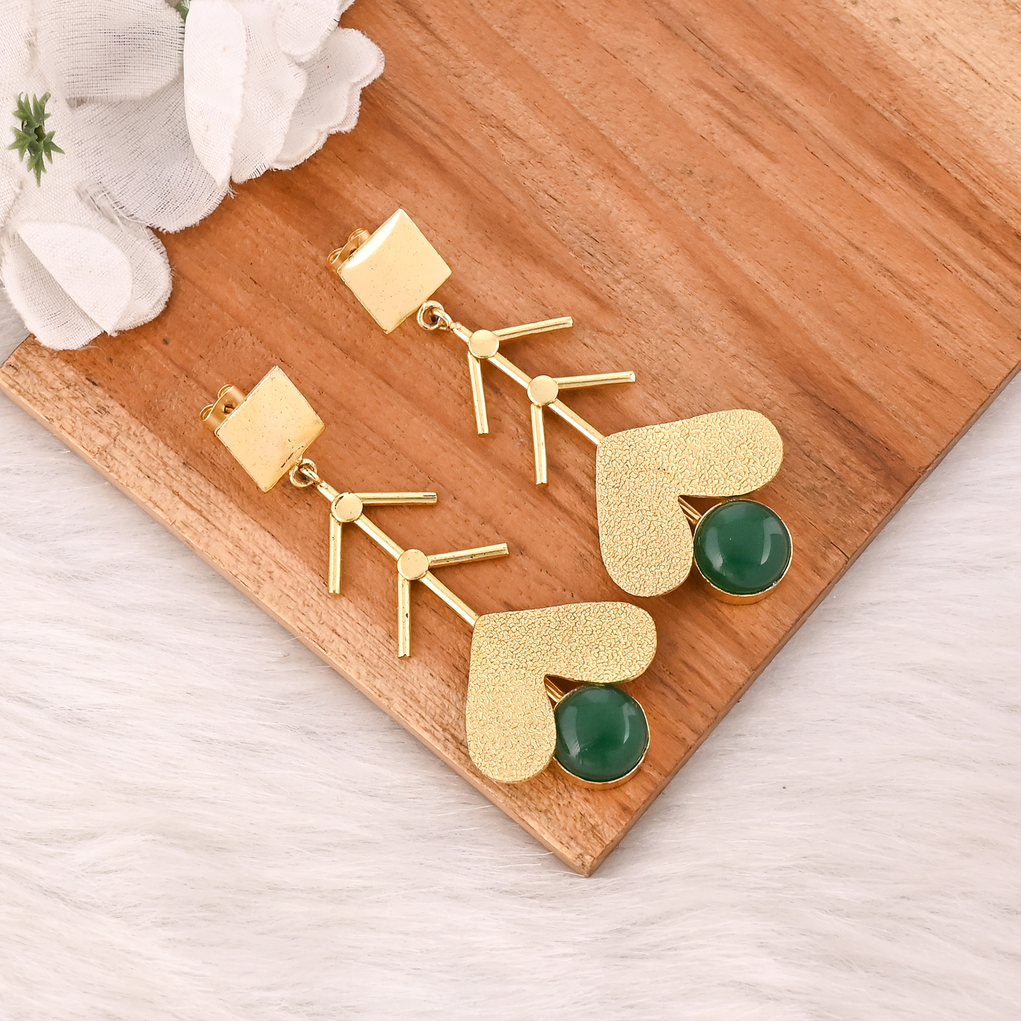 Stylish Green Onyx Gemstone Brass Earrings Handmade Stylish Jewelry for Women  Wholesale Lot 10 Pairs