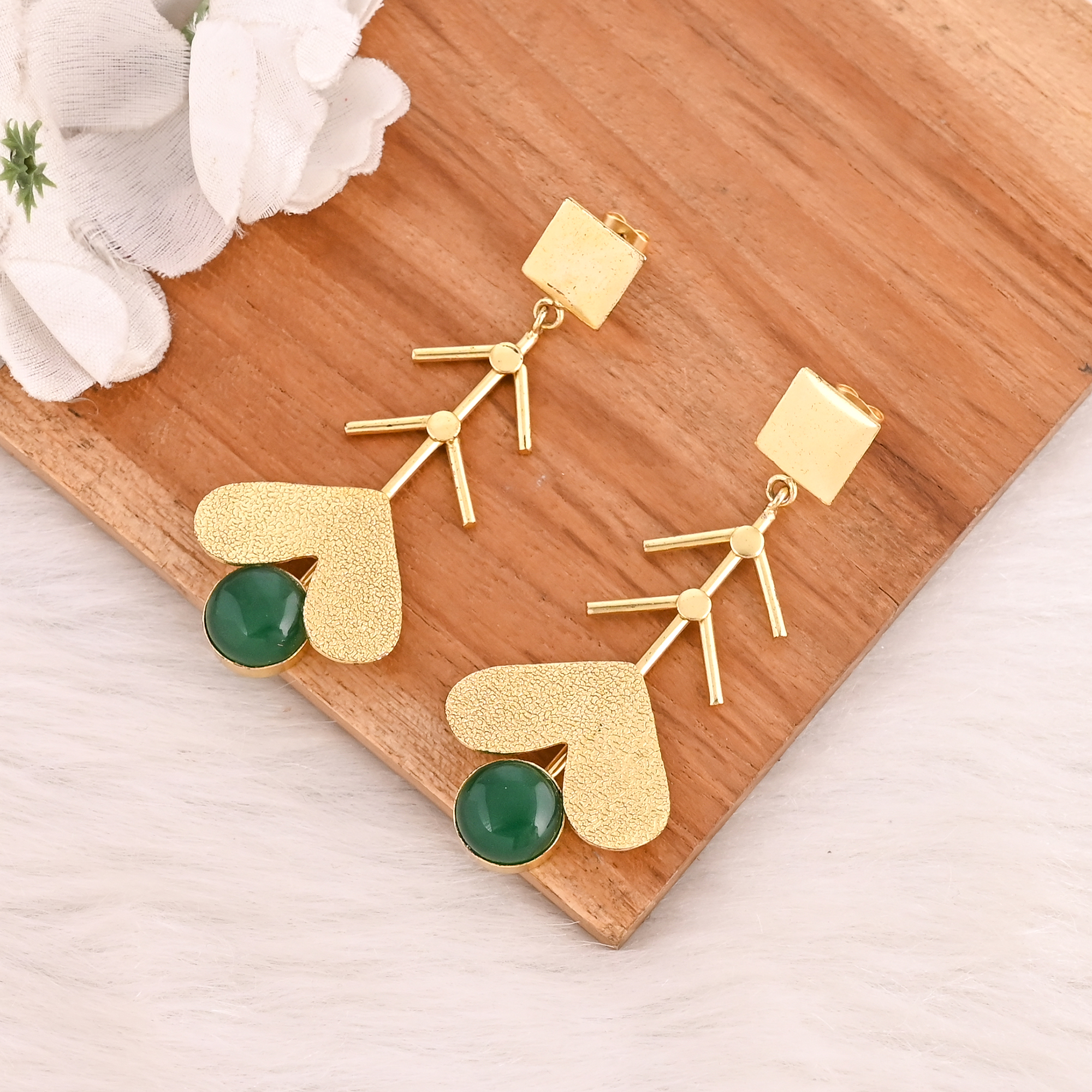 Stylish Green Onyx Gemstone Brass Earrings Handmade Stylish Jewelry for Women  Wholesale Lot 10 Pairs