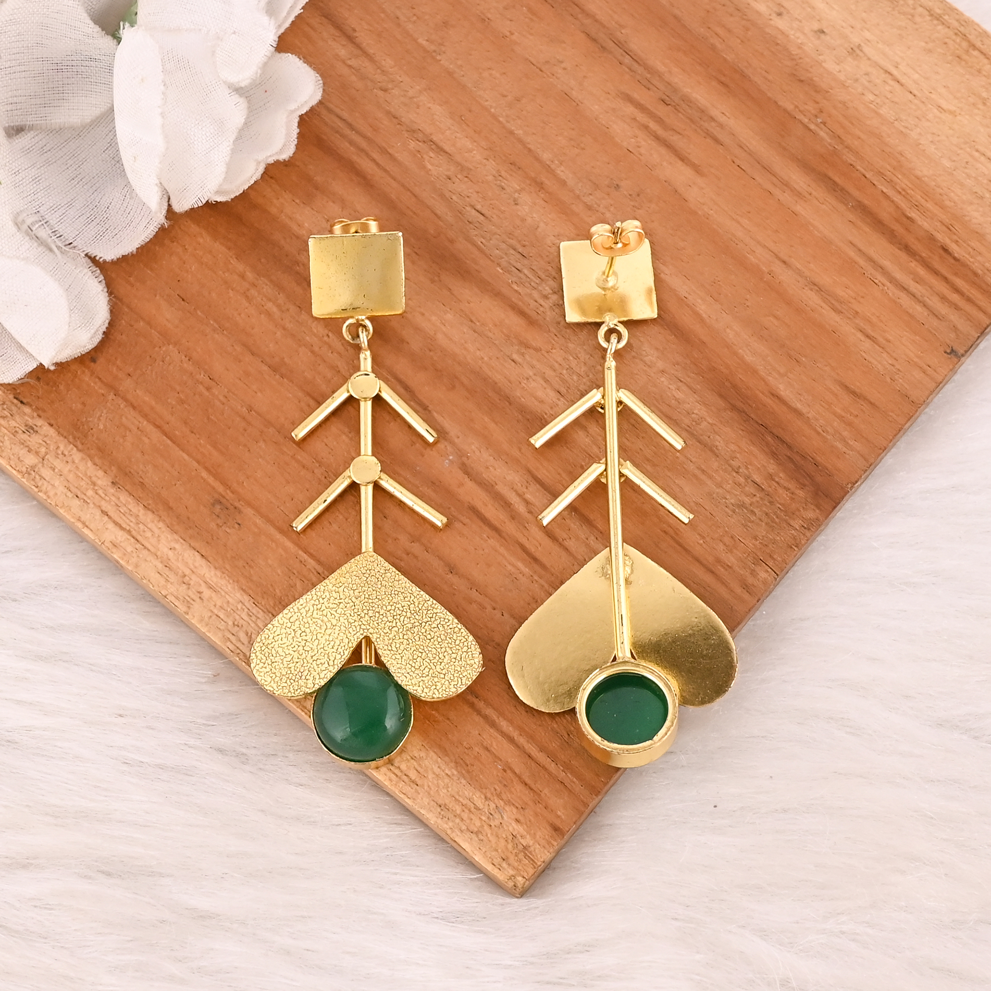 Stylish Green Onyx Gemstone Brass Earrings Handmade Stylish Jewelry for Women  Wholesale Lot 10 Pairs