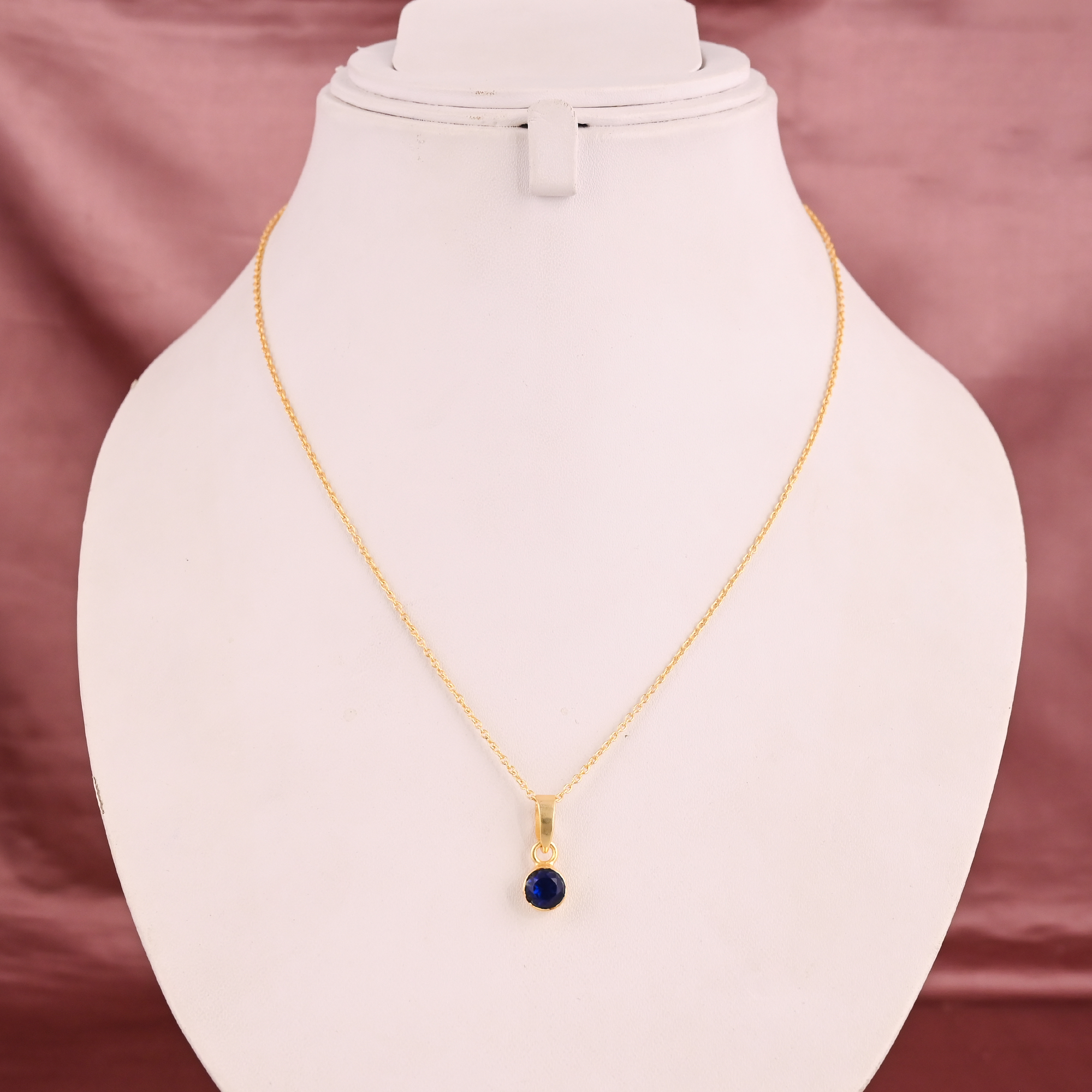 Ink Blue Hydro Gemstone 925 Sterling Silver Pendant Necklace for Women