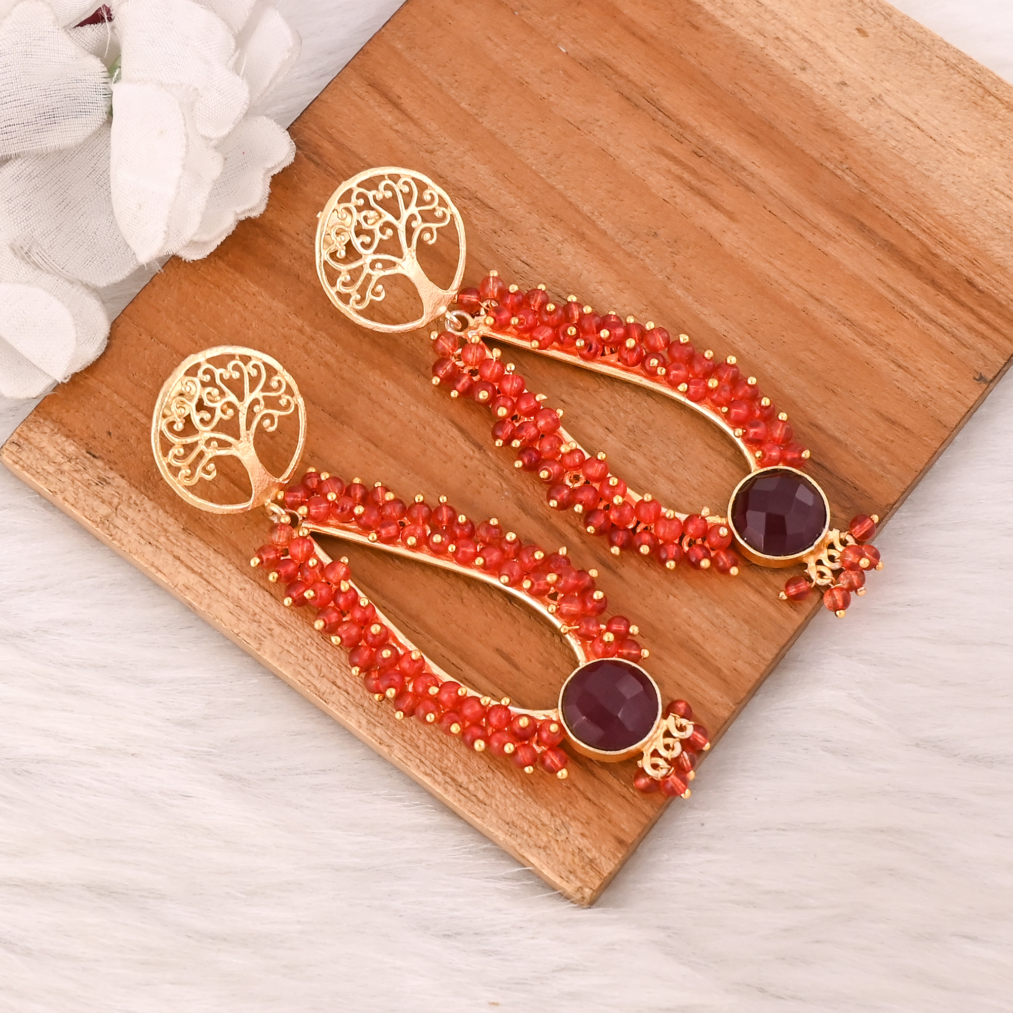 Red Hydro  Garnet Hydro Gemstone Brass Earrings Gold Plated Handmade Jewelry for Women Wholesale Lot 10 Pairs
