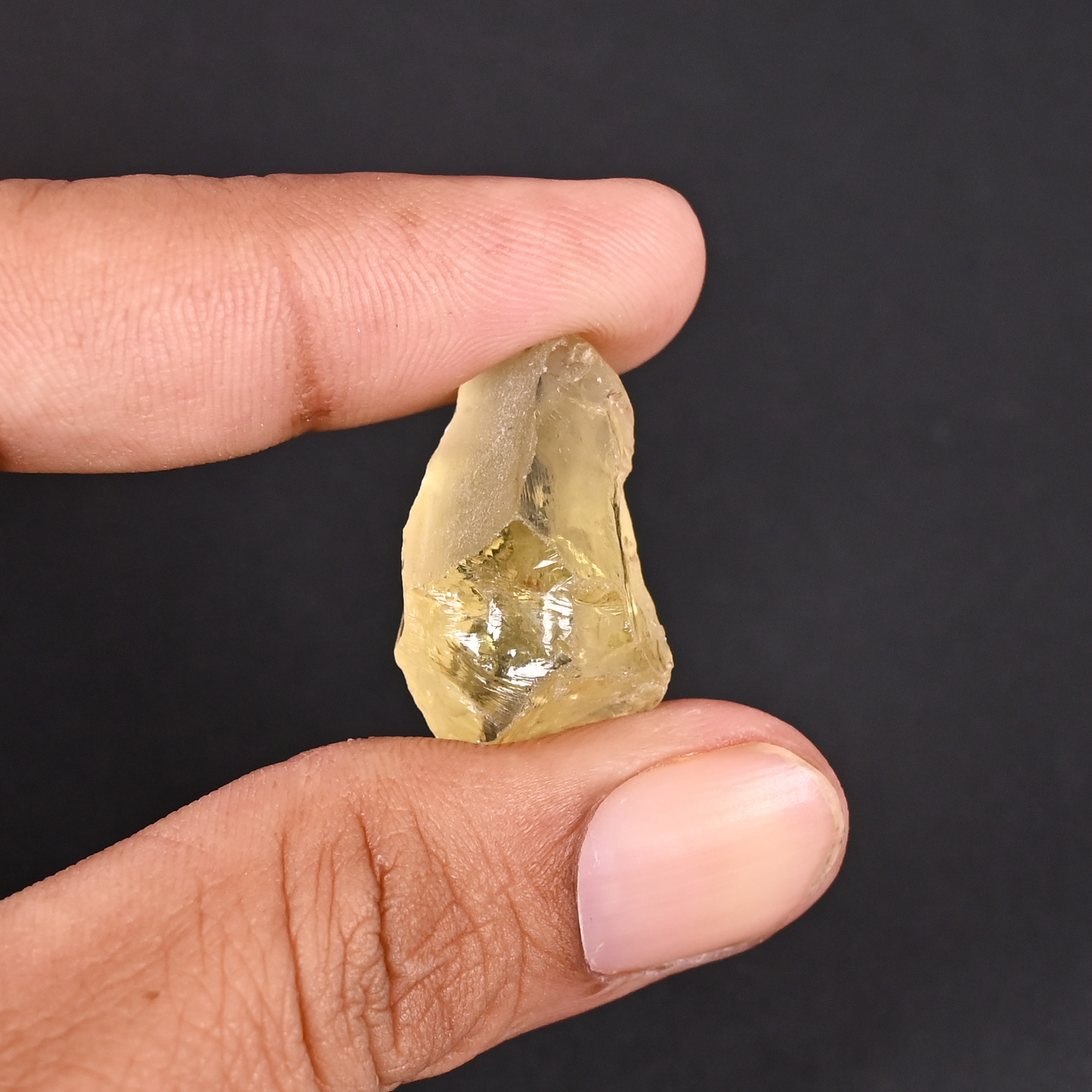 Natural Lemon Quartz 264 Carat 24x13mm Row Shape Loose Gemstone