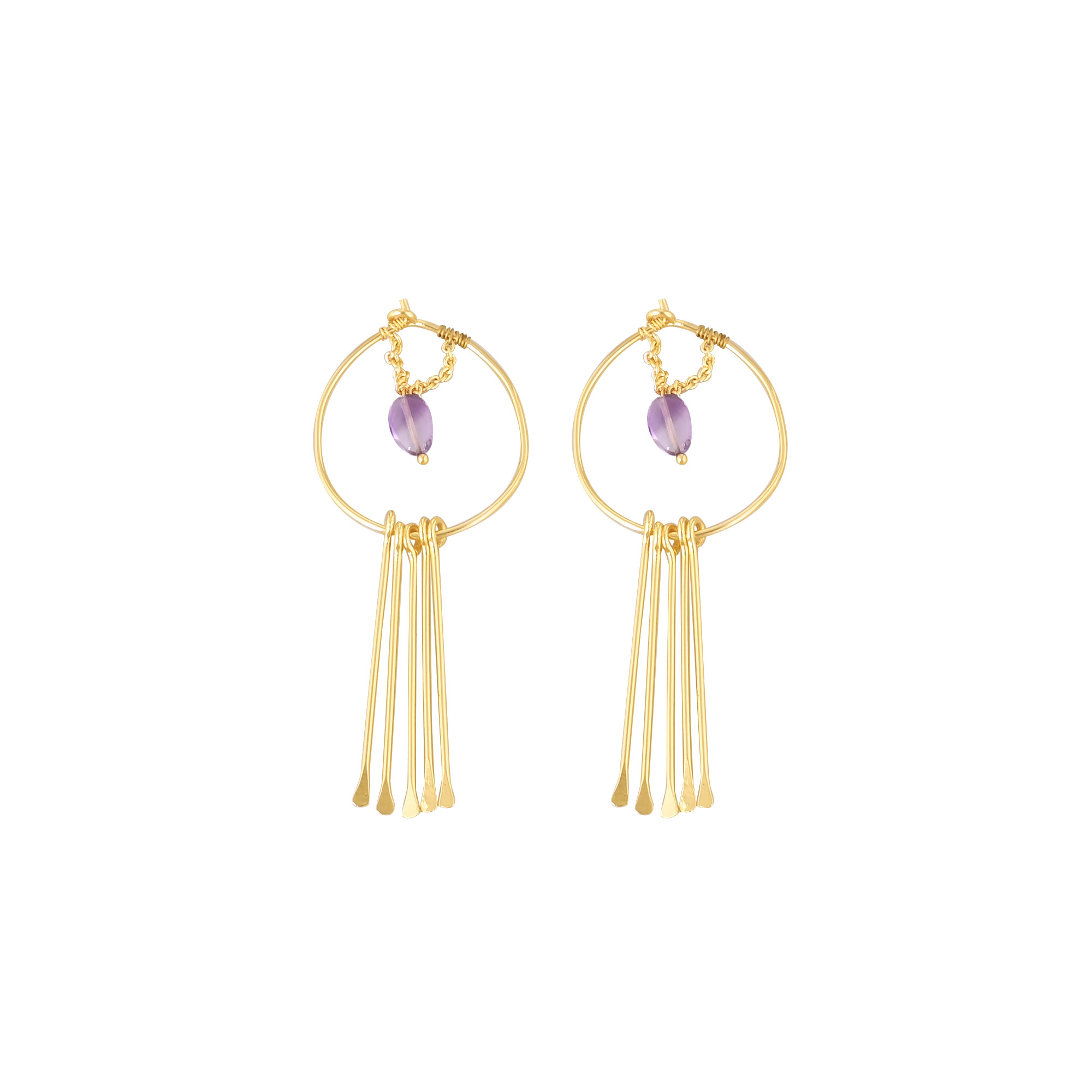 Yellow Gold Plated Brass Handmade Designer Long Dangle Women Hoops Earring Gift For Her Statement Jewelry